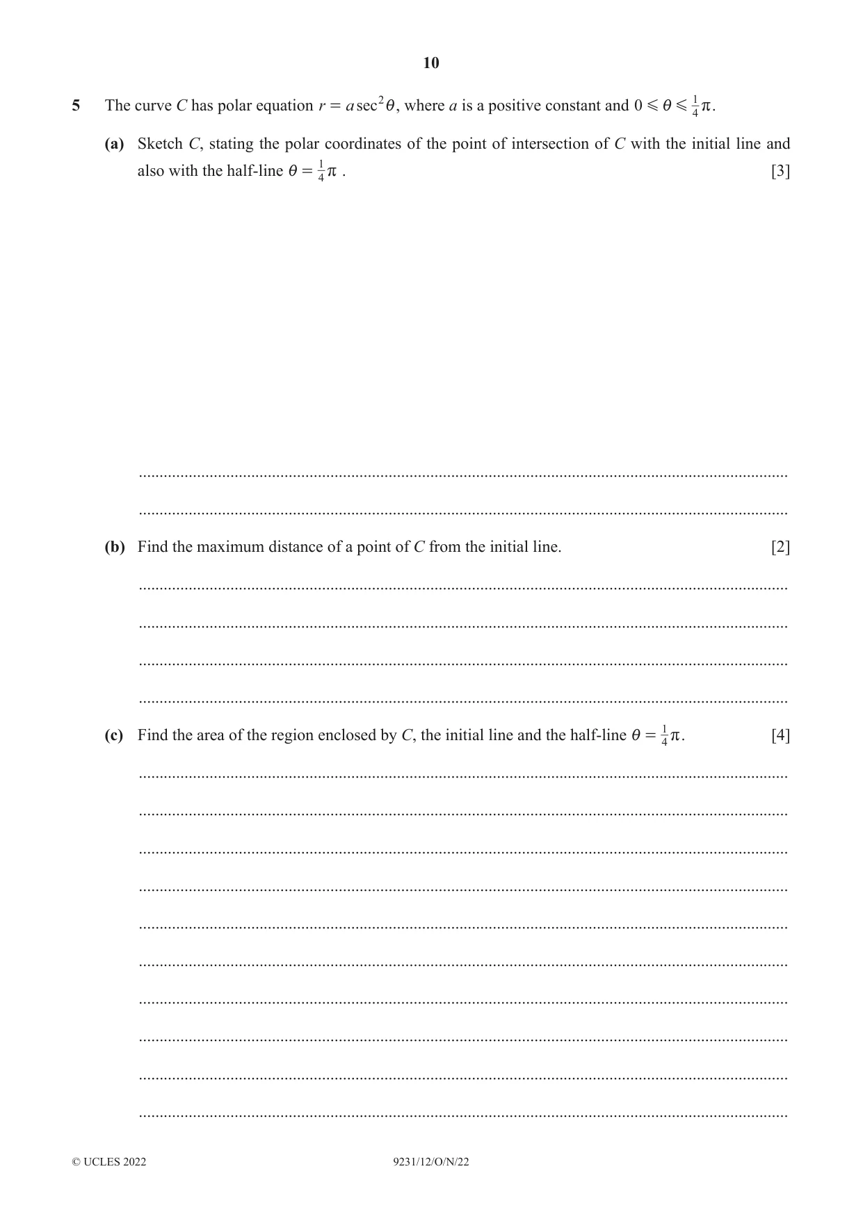 Cambridge A Level Mathematics - Further 9231 2022 Oct/Nov Paper 1 · Variant 2 question paper, page 10 of 20