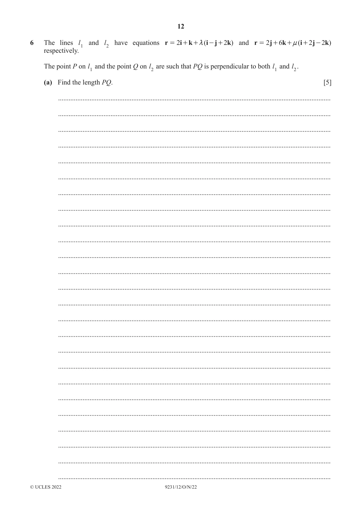 Cambridge A Level Mathematics - Further 9231 2022 Oct/Nov Paper 1 · Variant 2 question paper, page 12 of 20