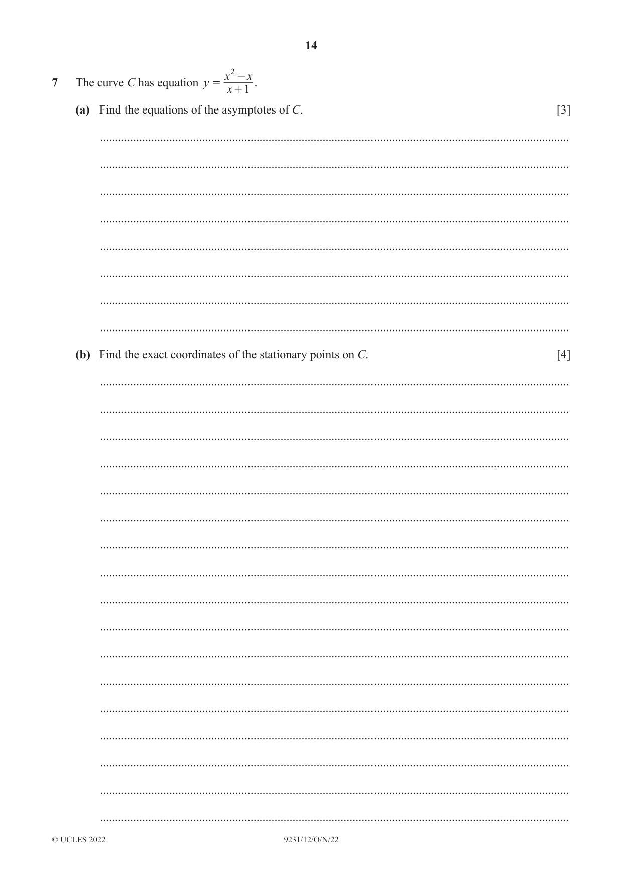 Cambridge A Level Mathematics - Further 9231 2022 Oct/Nov Paper 1 · Variant 2 question paper, page 14 of 20