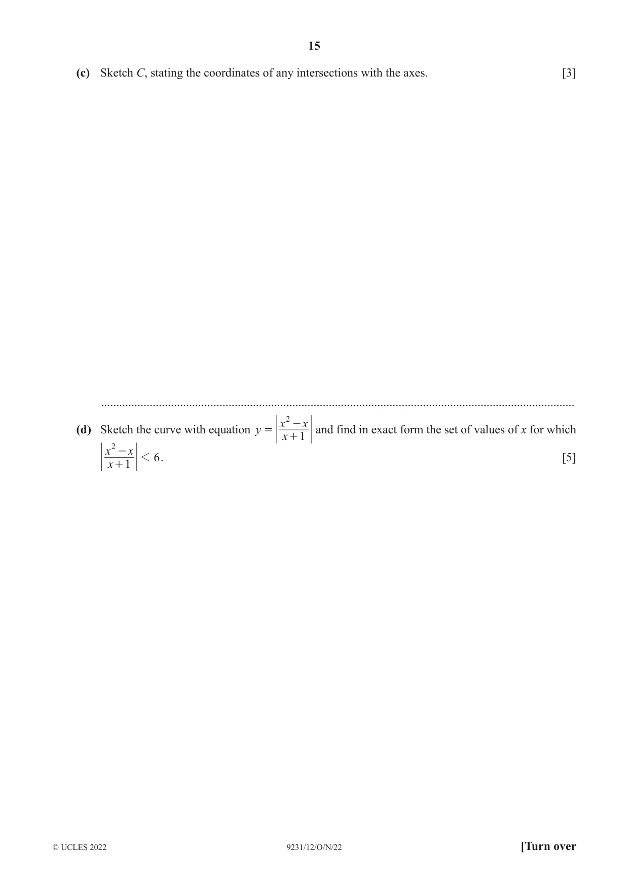 Cambridge A Level Mathematics - Further 9231 2022 Oct/Nov Paper 1 · Variant 2 question paper, page 15 of 20