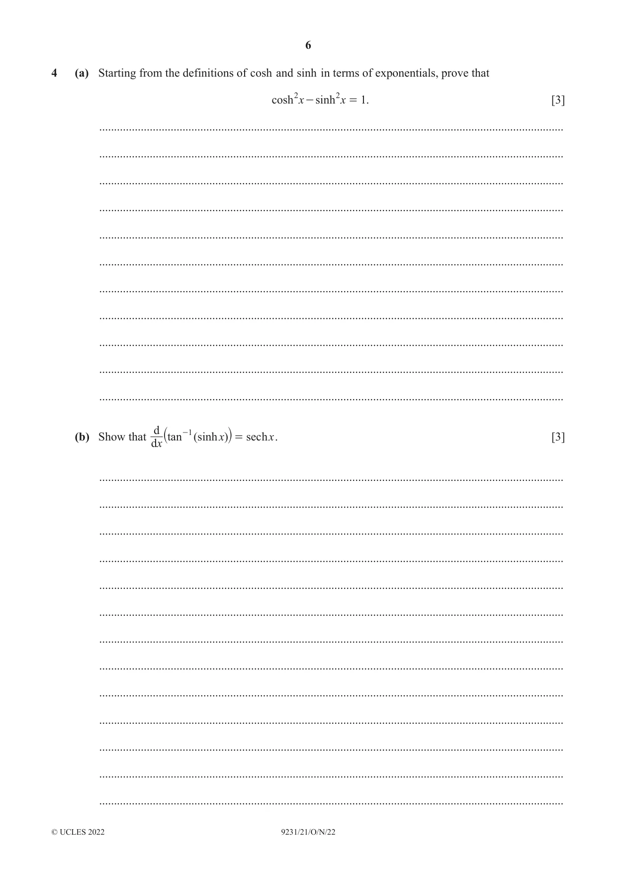 Cambridge A Level Mathematics - Further 9231 2022 Oct/Nov Paper 2 · Variant 1 question paper, page 6 of 16