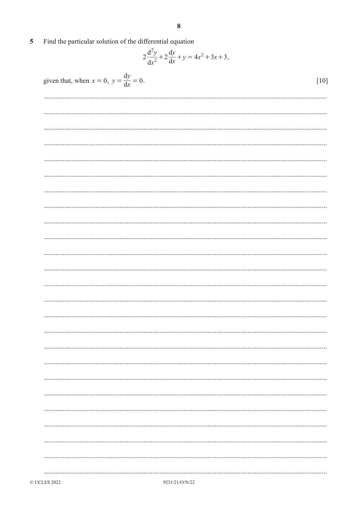 Cambridge A Level Mathematics - Further 9231 2022 Oct/Nov Paper 2 · Variant 1 question paper, page 8 of 16