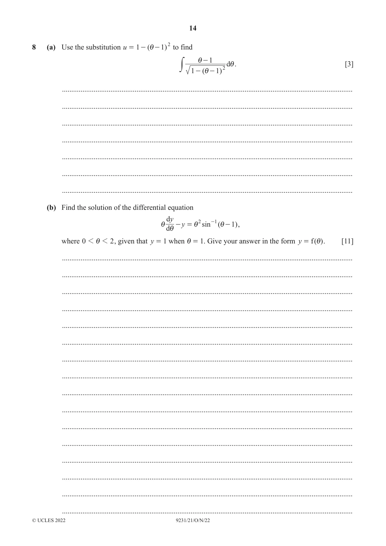Cambridge A Level Mathematics - Further 9231 2022 Oct/Nov Paper 2 · Variant 1 question paper, page 14 of 16