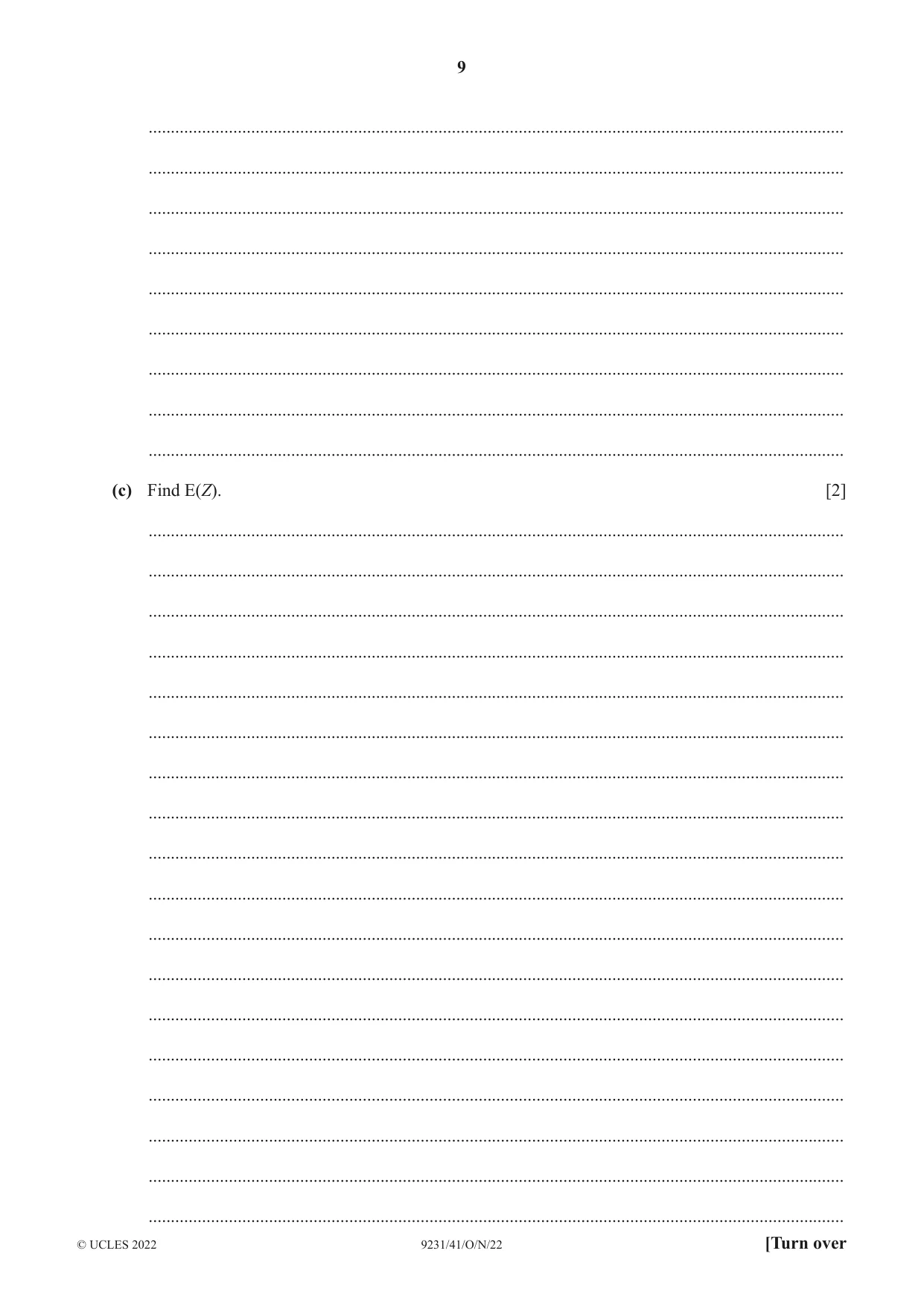 Cambridge A Level Mathematics - Further 9231 2022 Oct/Nov Paper 4 · Variant 1 question paper, page 9 of 16
