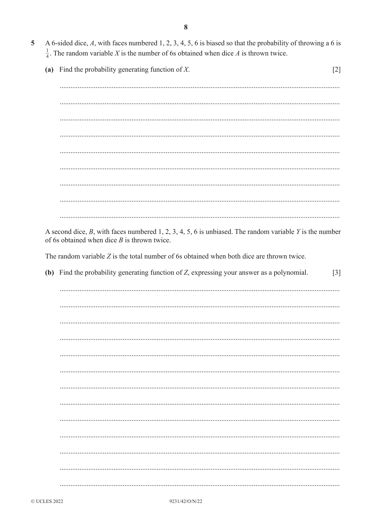Cambridge A Level Mathematics - Further 9231 2022 Oct/Nov Paper 4 · Variant 2 question paper, page 8 of 12