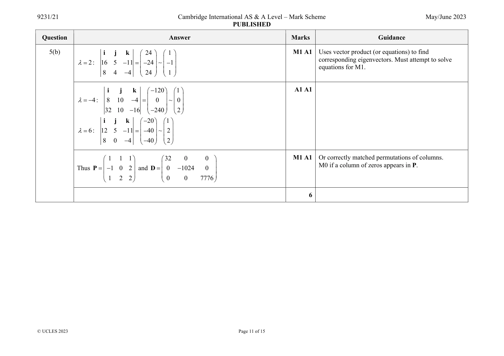 Mark scheme, page 11 of 15