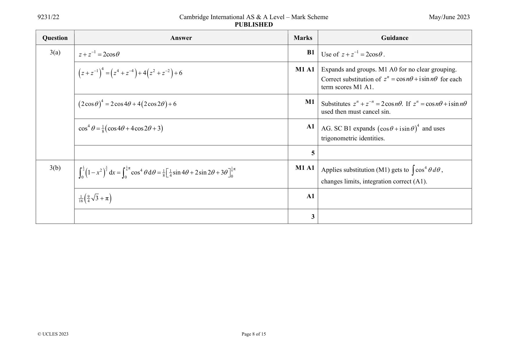 Mark scheme, page 8 of 15