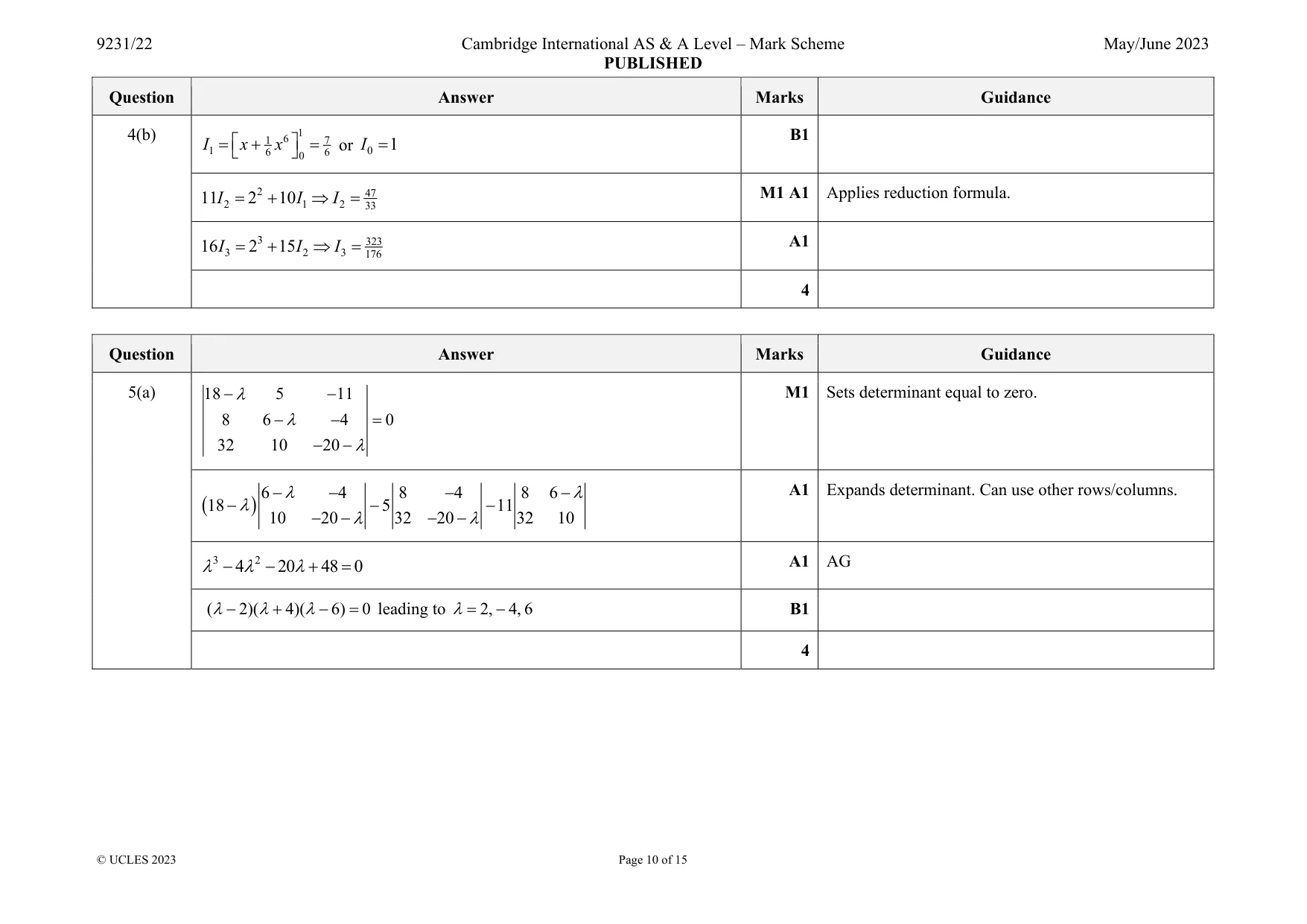Mark scheme, page 10 of 15