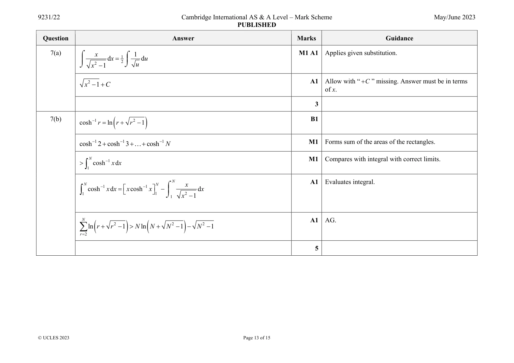 Mark scheme, page 13 of 15