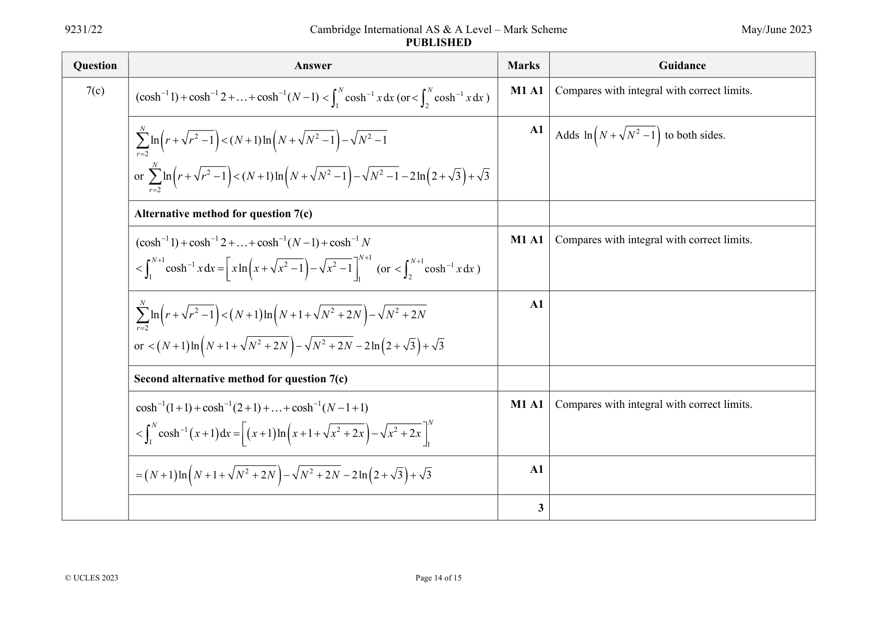 Mark scheme, page 14 of 15