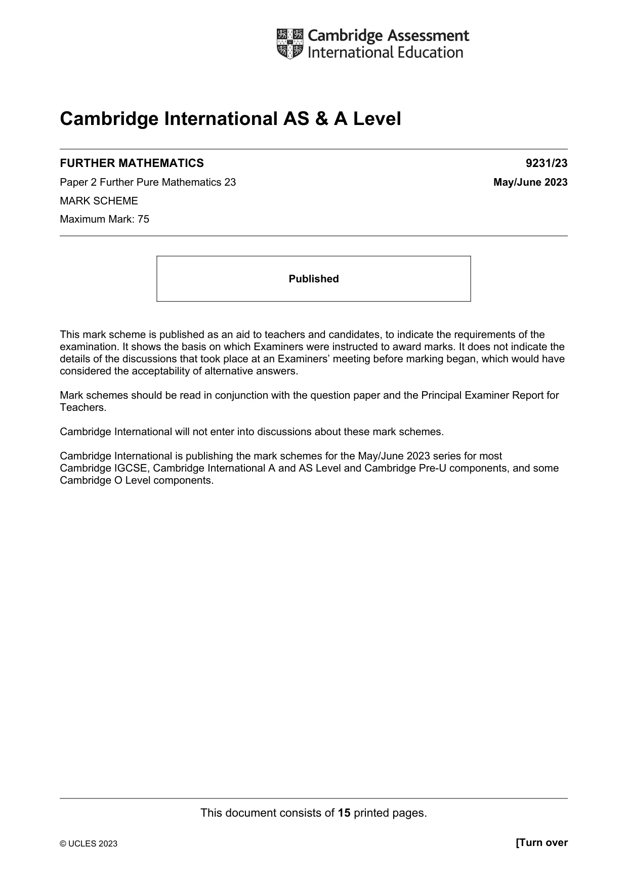 Mark scheme, page 1 of 15