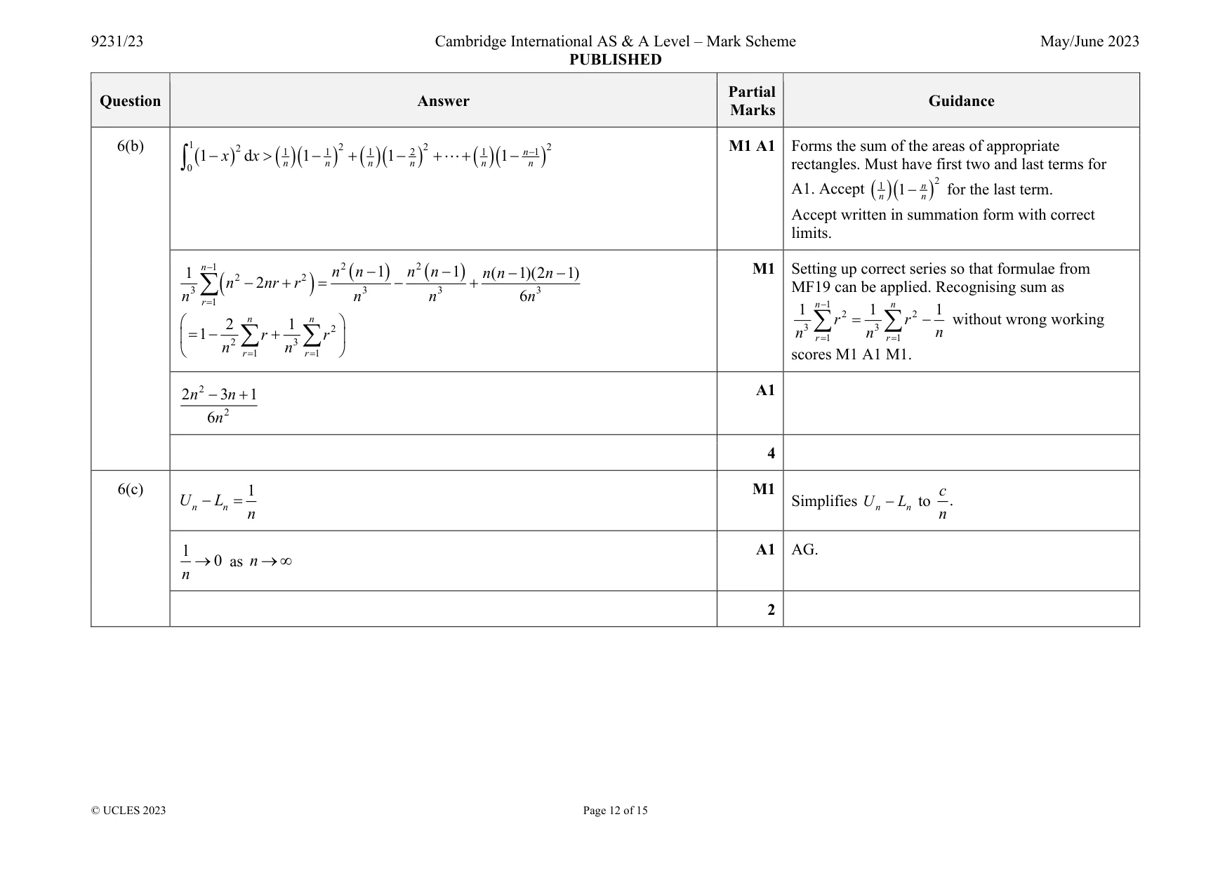 Mark scheme, page 12 of 15