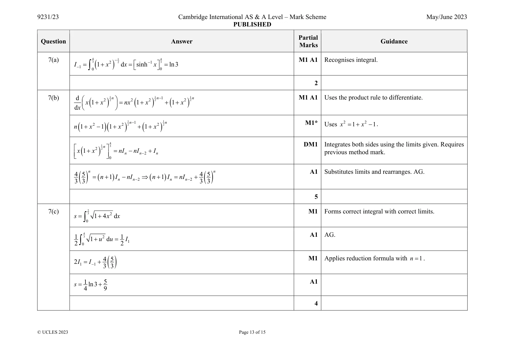 Mark scheme, page 13 of 15