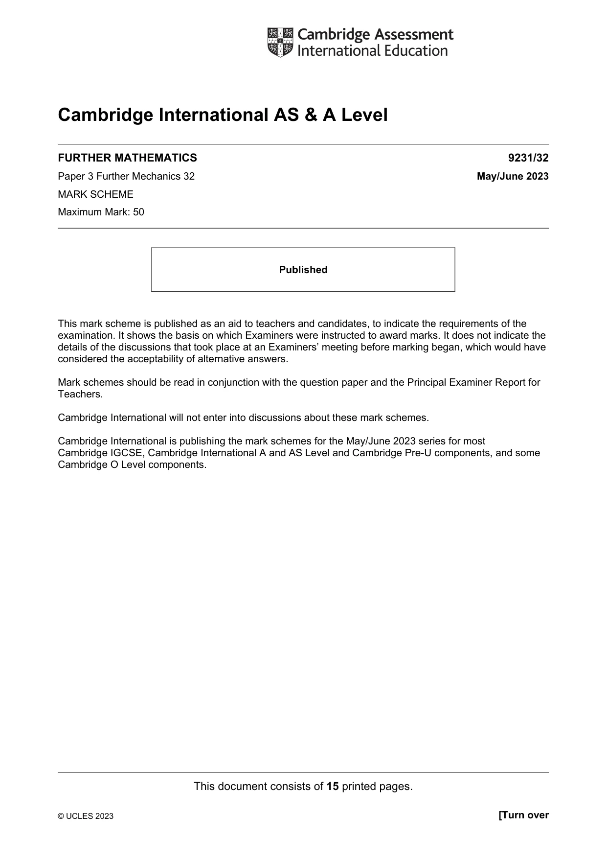 Mark scheme, page 1 of 15