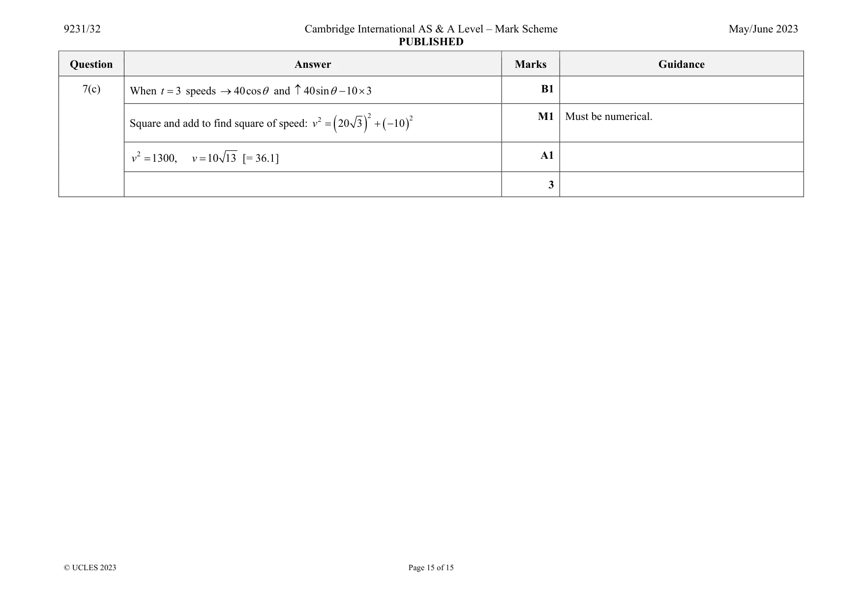 Mark scheme, page 15 of 15
