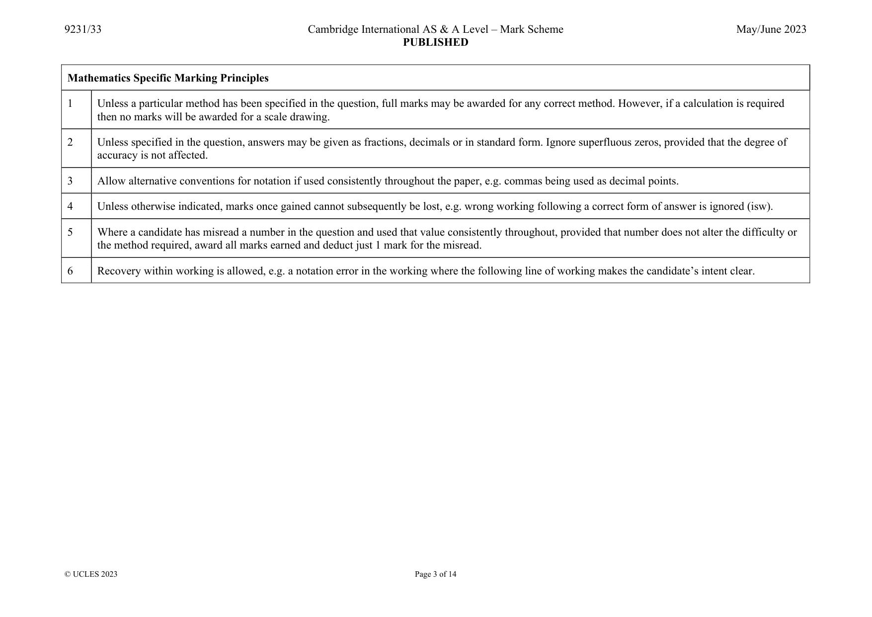 Mark scheme, page 3 of 14