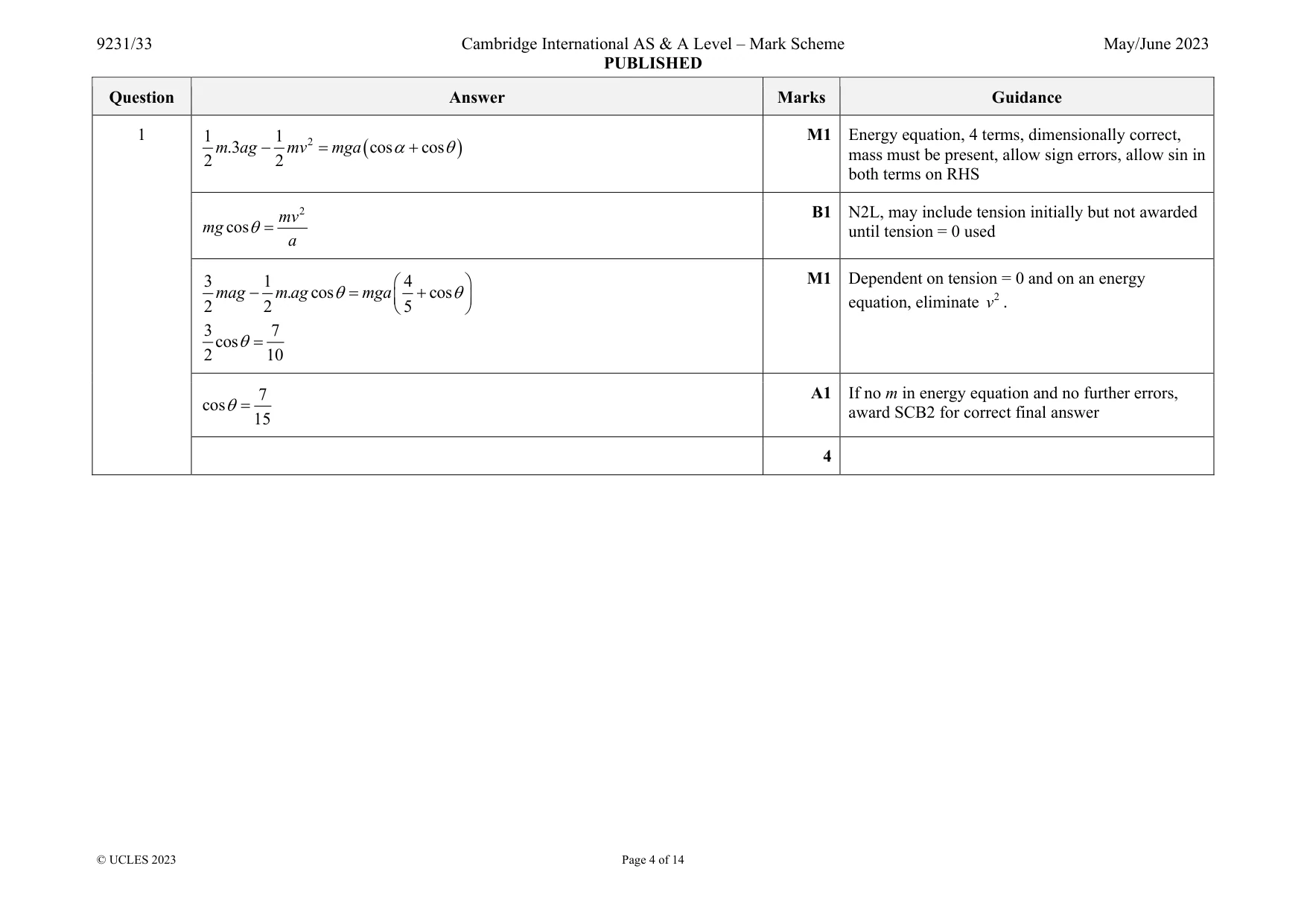 Mark scheme, page 4 of 14