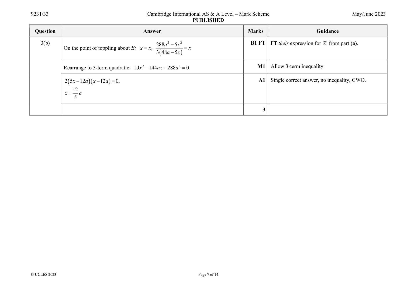 Mark scheme, page 7 of 14