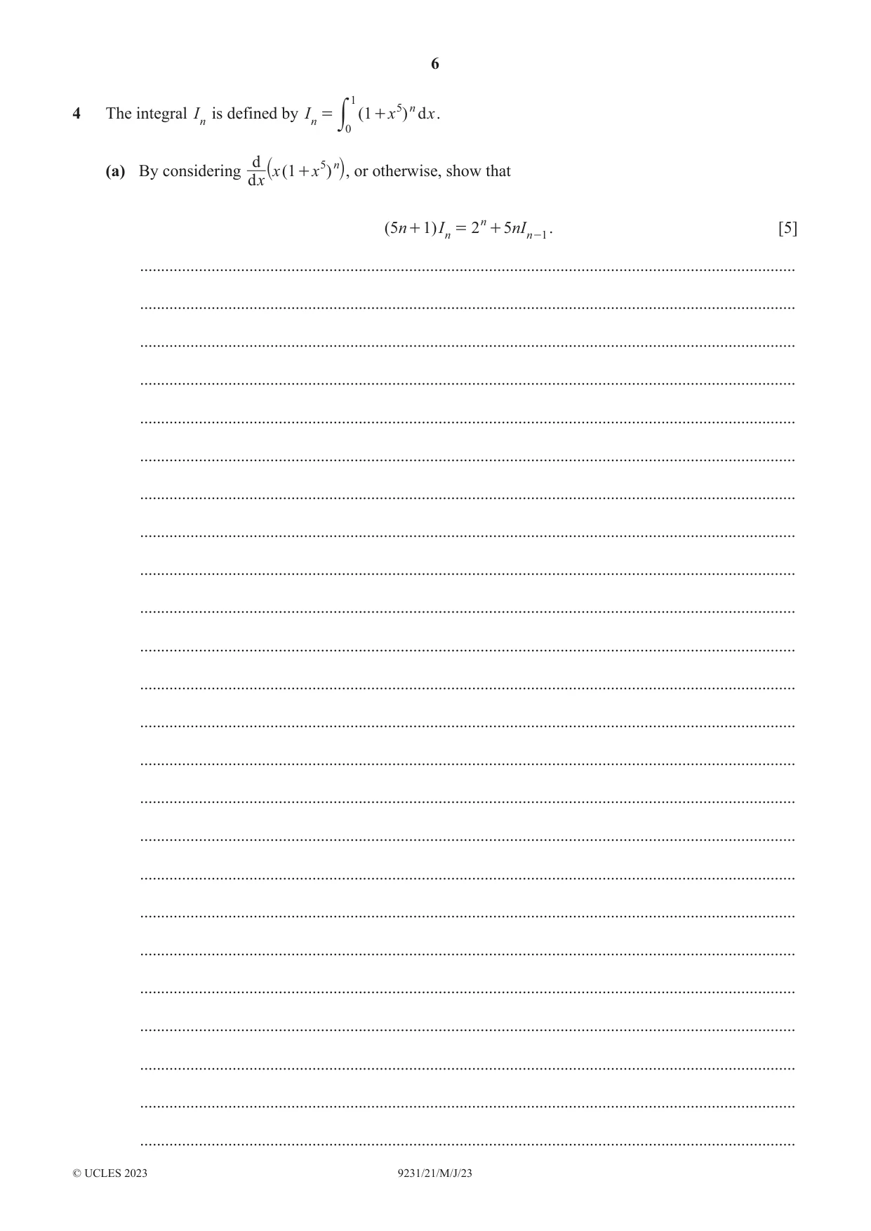 Cambridge A Level Mathematics - Further 9231 2023 May/June Paper 2 · Variant 1 question paper, page 6 of 16