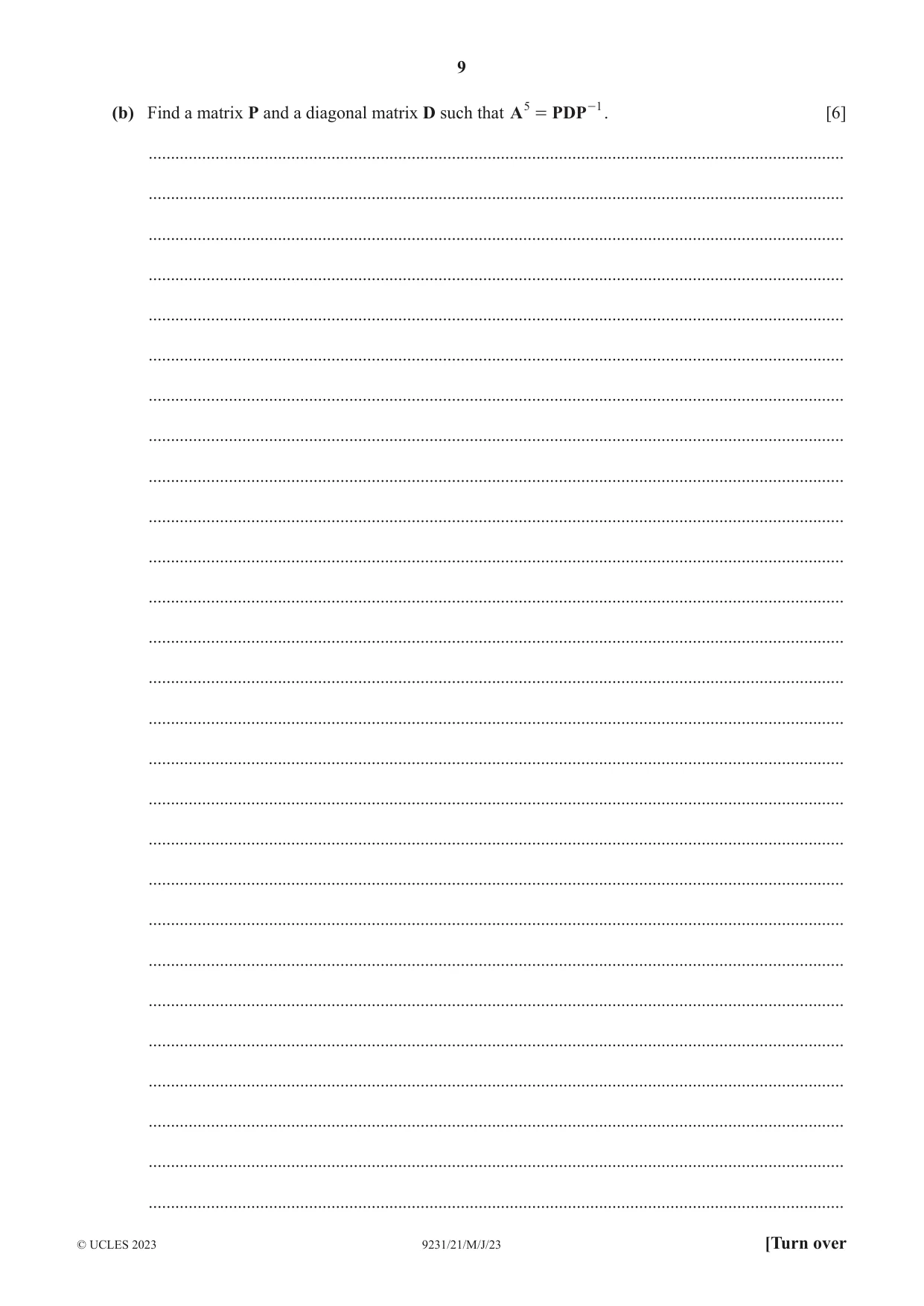 Cambridge A Level Mathematics - Further 9231 2023 May/June Paper 2 · Variant 1 question paper, page 9 of 16