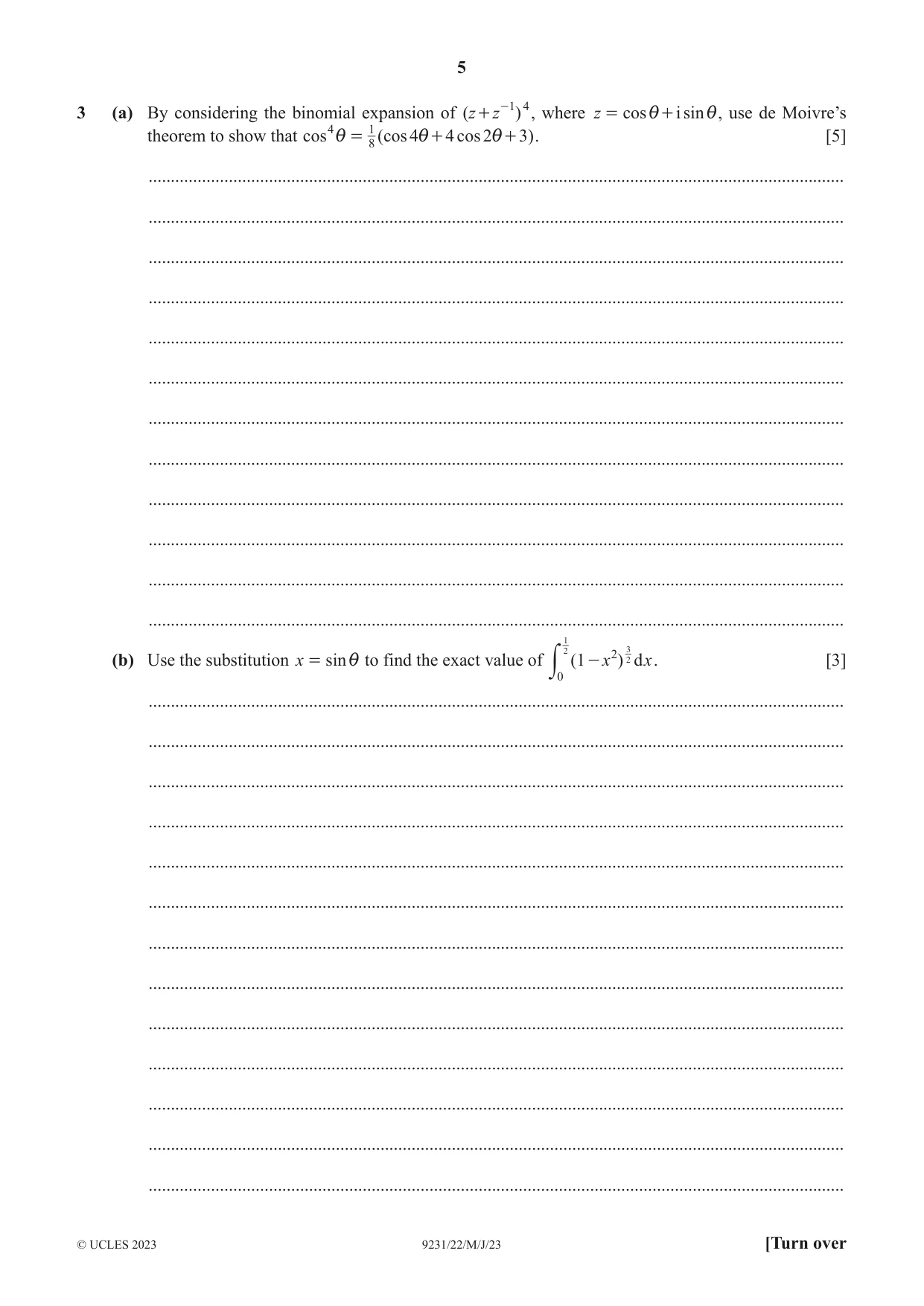 Cambridge A Level Mathematics - Further 9231 2023 May/June Paper 2 · Variant 2 question paper, page 5 of 16