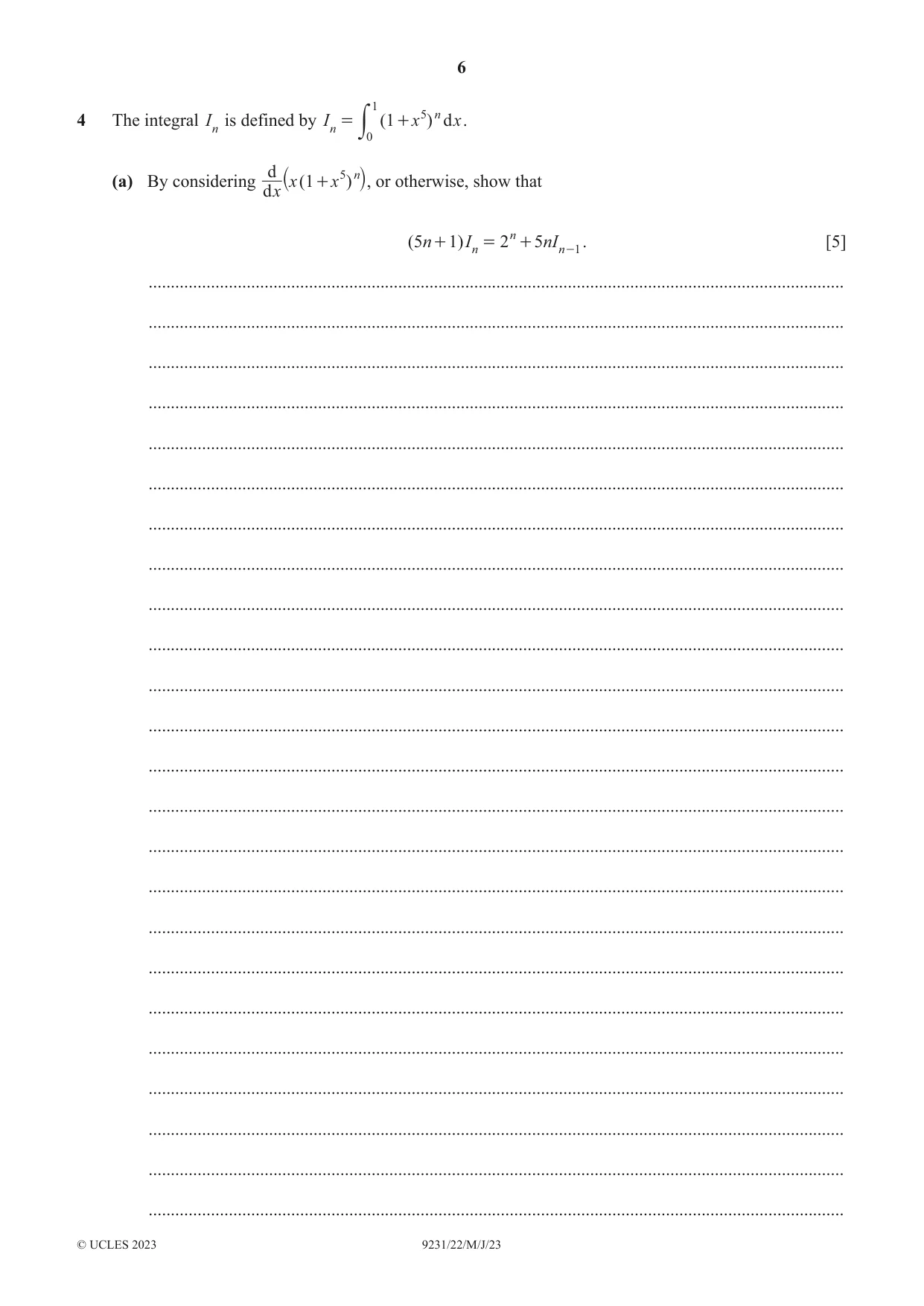 Cambridge A Level Mathematics - Further 9231 2023 May/June Paper 2 · Variant 2 question paper, page 6 of 16