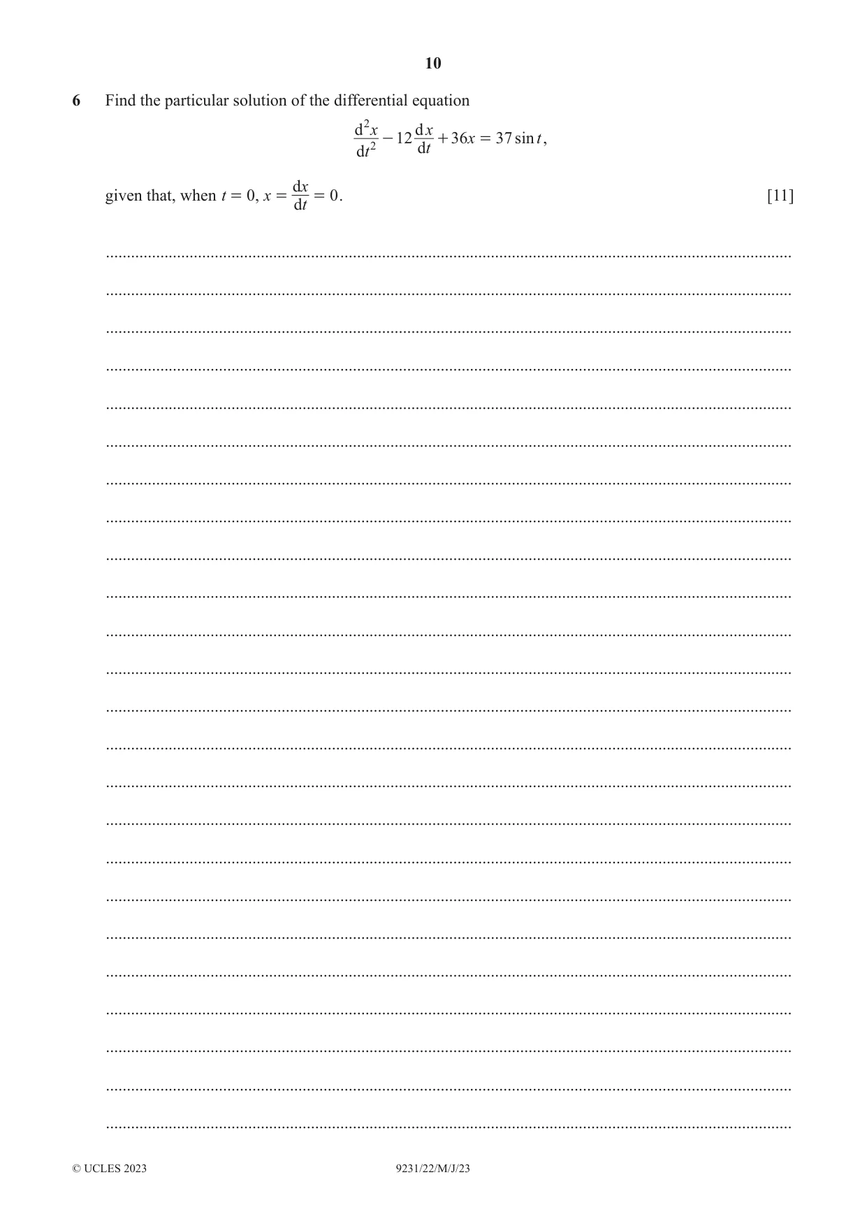 Cambridge A Level Mathematics - Further 9231 2023 May/June Paper 2 · Variant 2 question paper, page 10 of 16