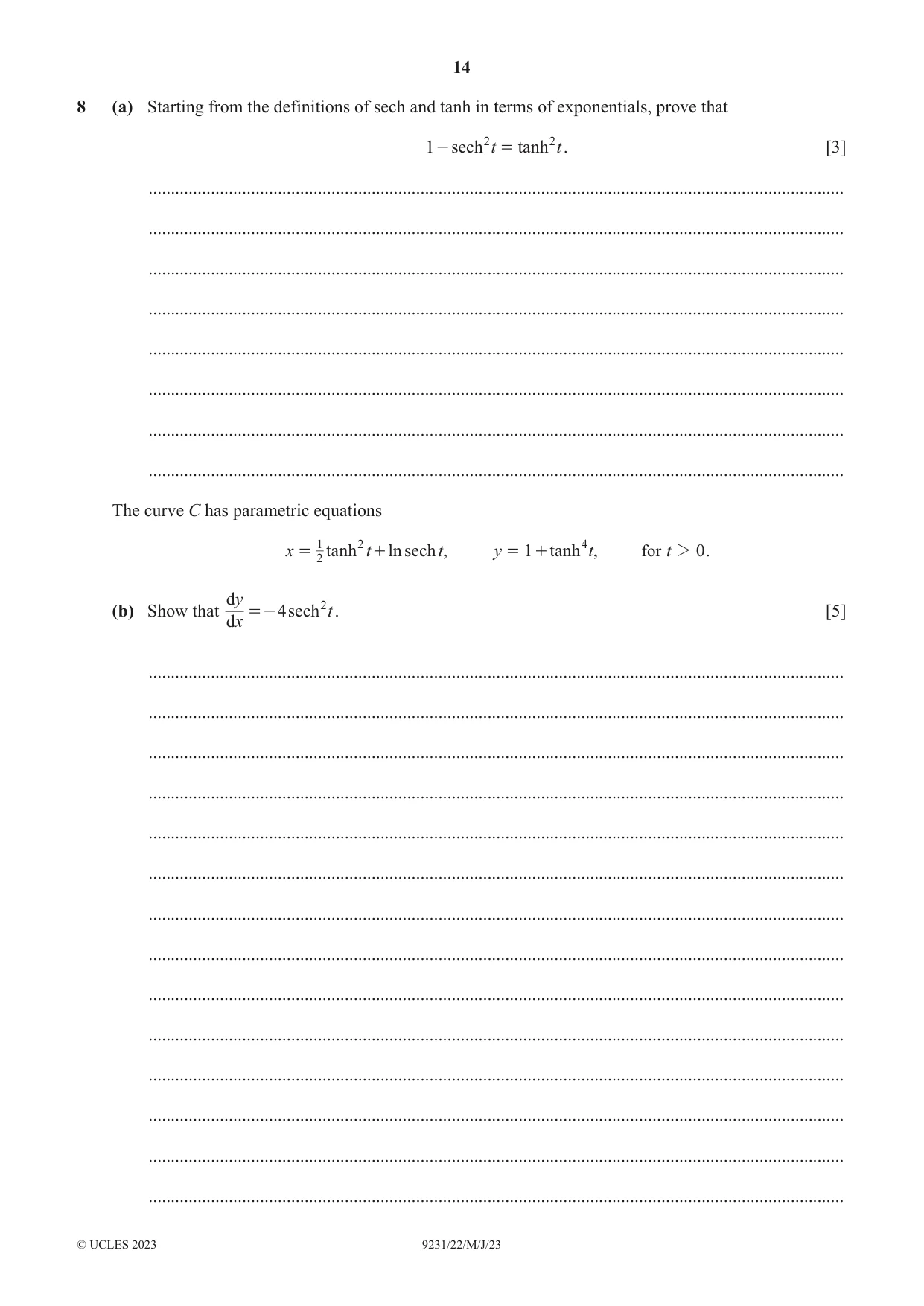 Cambridge A Level Mathematics - Further 9231 2023 May/June Paper 2 · Variant 2 question paper, page 14 of 16