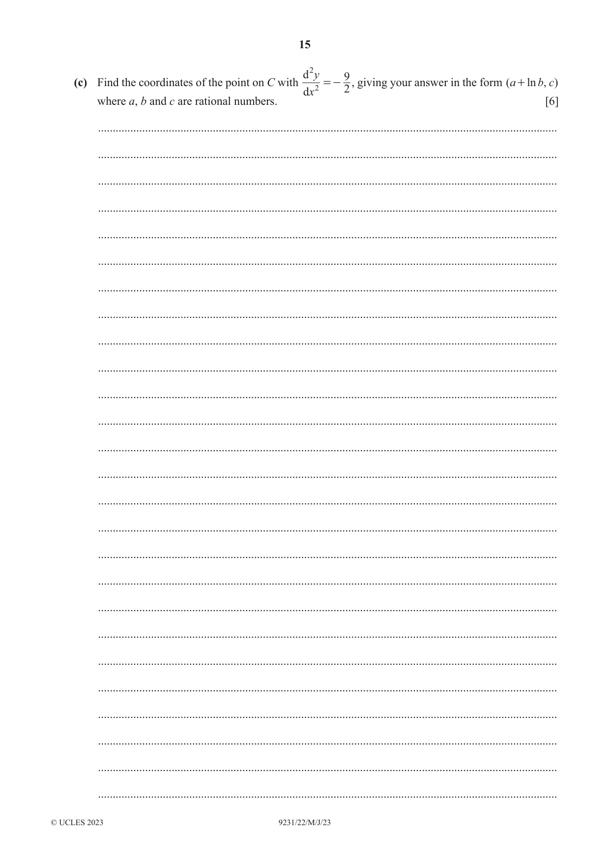 Cambridge A Level Mathematics - Further 9231 2023 May/June Paper 2 · Variant 2 question paper, page 15 of 16