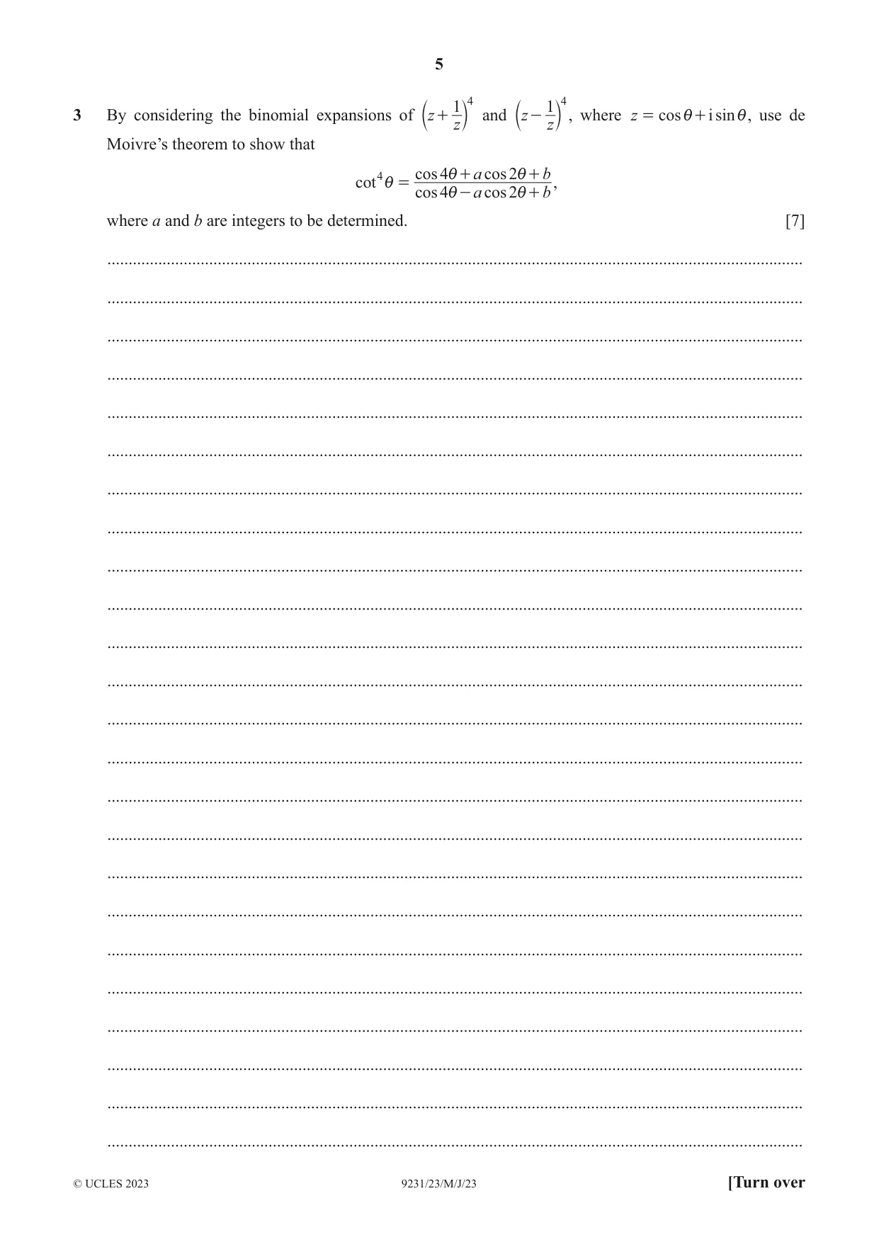Cambridge A Level Mathematics - Further 9231 2023 May/June Paper 2 · Variant 3 question paper, page 5 of 16