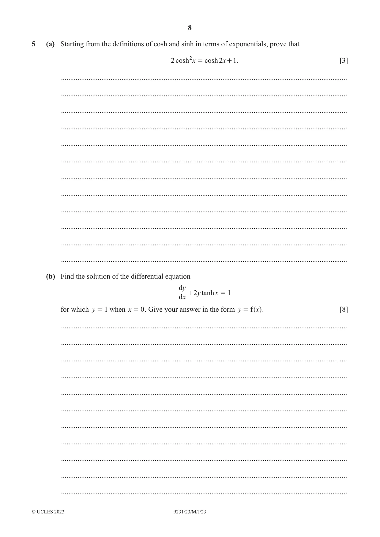 Cambridge A Level Mathematics - Further 9231 2023 May/June Paper 2 · Variant 3 question paper, page 8 of 16