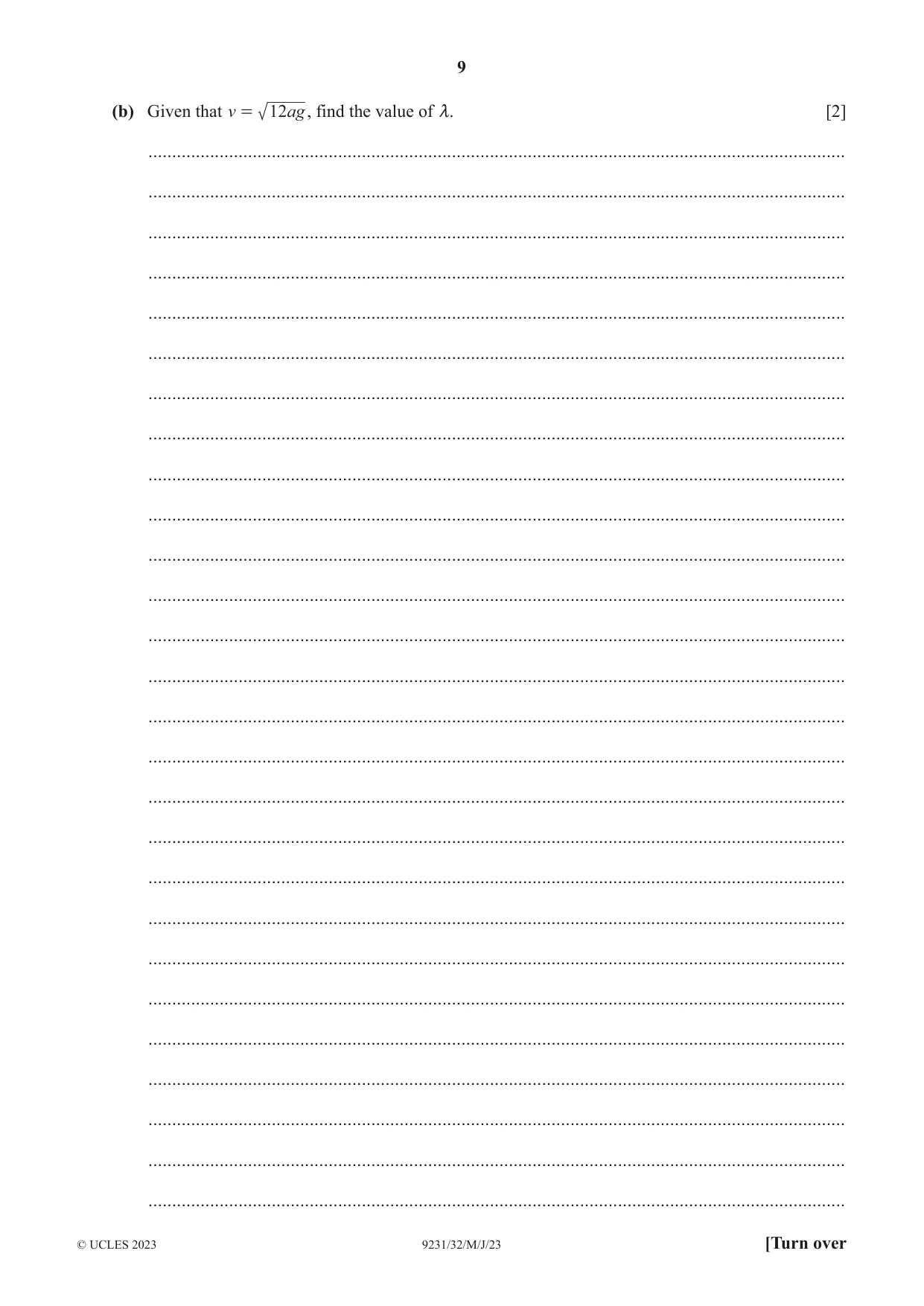 Cambridge A Level Mathematics - Further 9231 2023 May/June Paper 3 · Variant 2 question paper, page 9 of 16