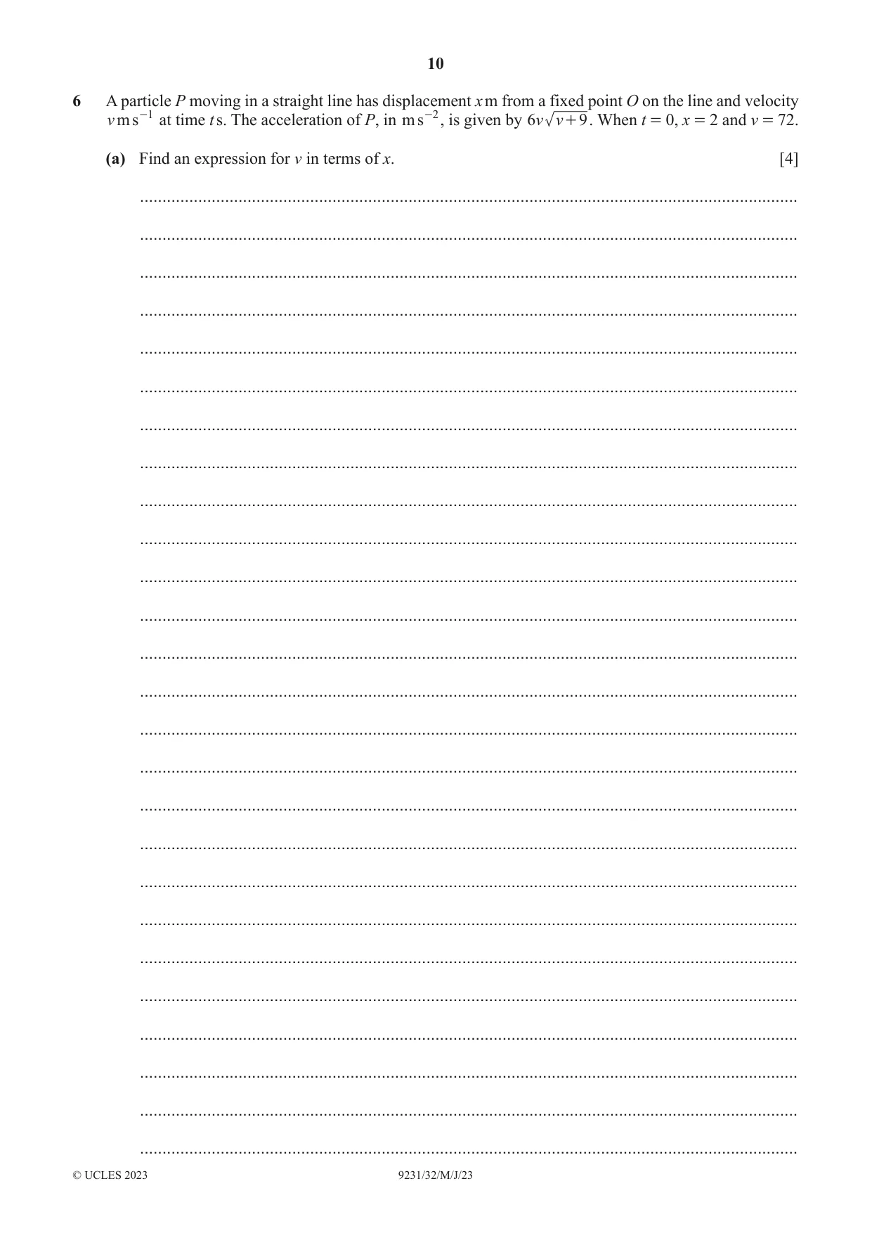 Cambridge A Level Mathematics - Further 9231 2023 May/June Paper 3 · Variant 2 question paper, page 10 of 16