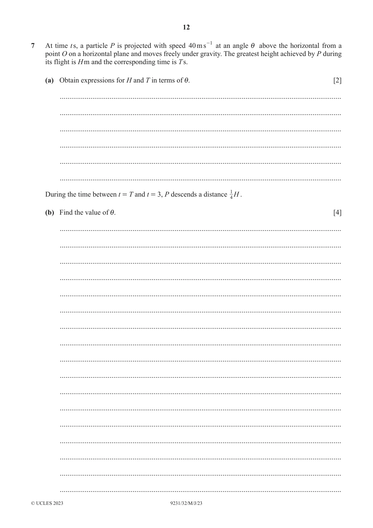 Cambridge A Level Mathematics - Further 9231 2023 May/June Paper 3 · Variant 2 question paper, page 12 of 16