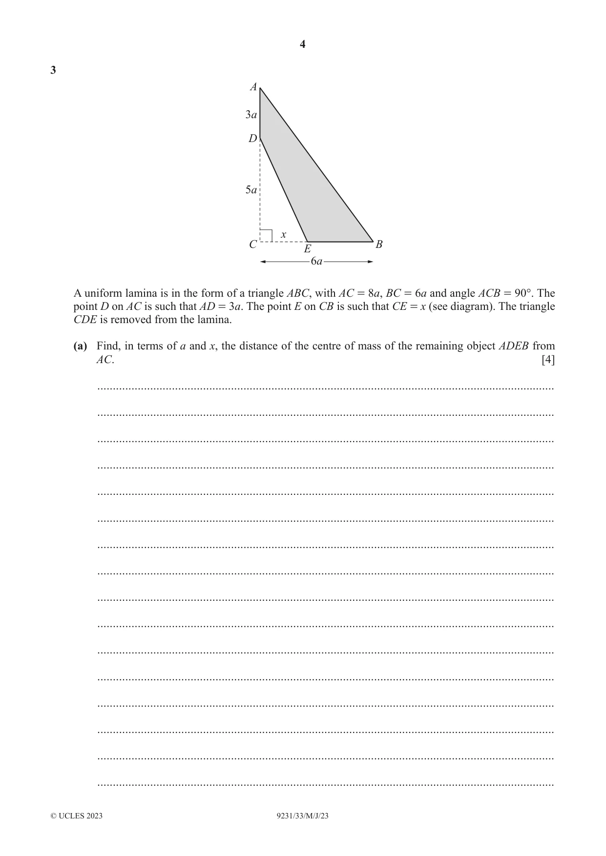 Cambridge A Level Mathematics - Further 9231 2023 May/June Paper 3 · Variant 3 question paper, page 4 of 16