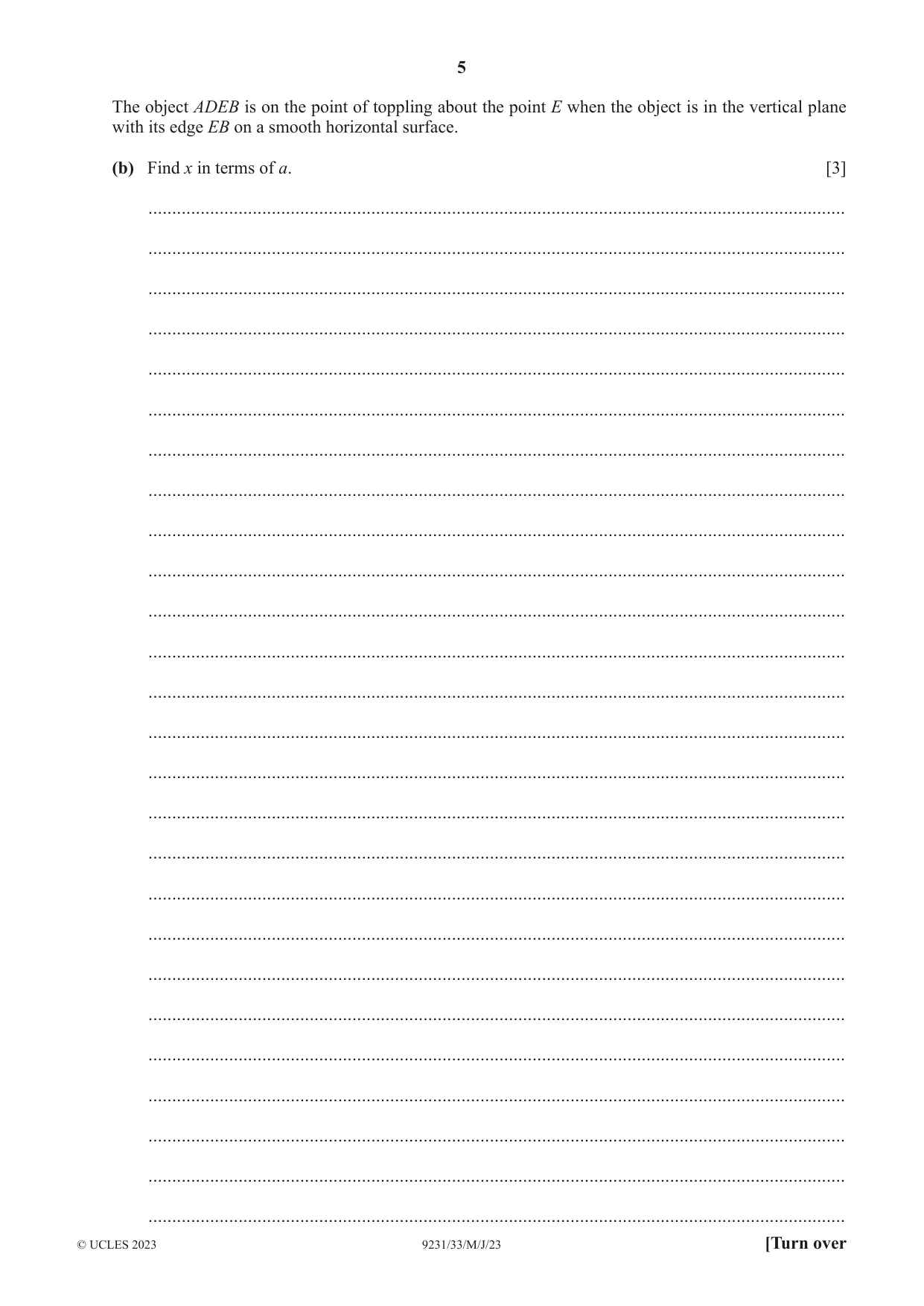 Cambridge A Level Mathematics - Further 9231 2023 May/June Paper 3 · Variant 3 question paper, page 5 of 16