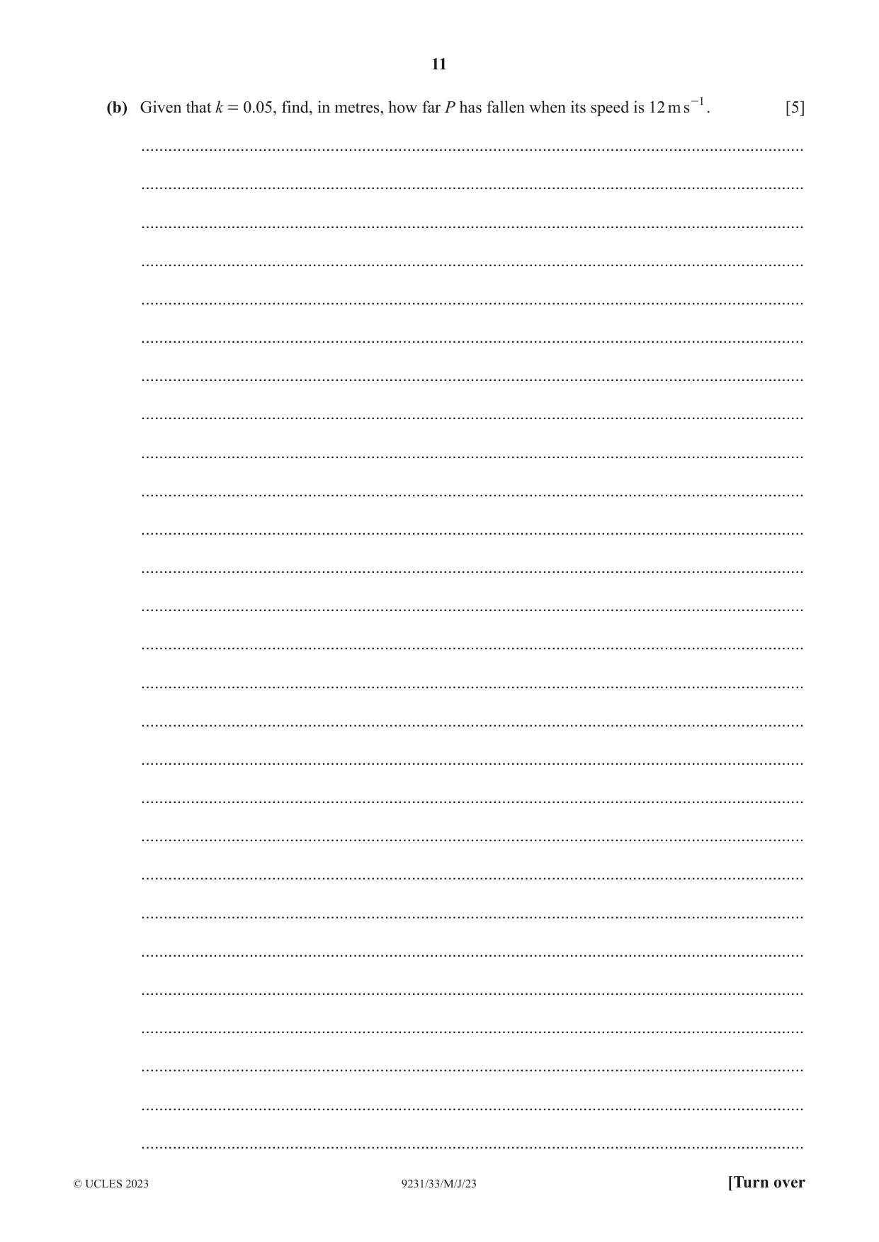 Cambridge A Level Mathematics - Further 9231 2023 May/June Paper 3 · Variant 3 question paper, page 11 of 16