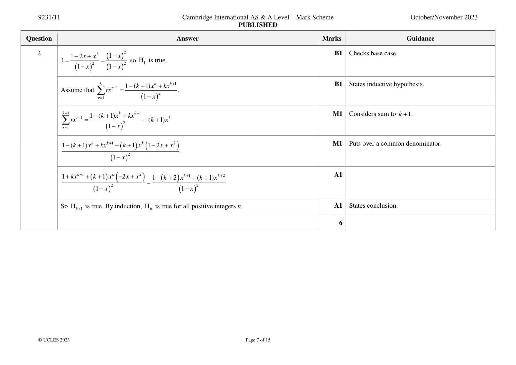 Mark scheme, page 7 of 15