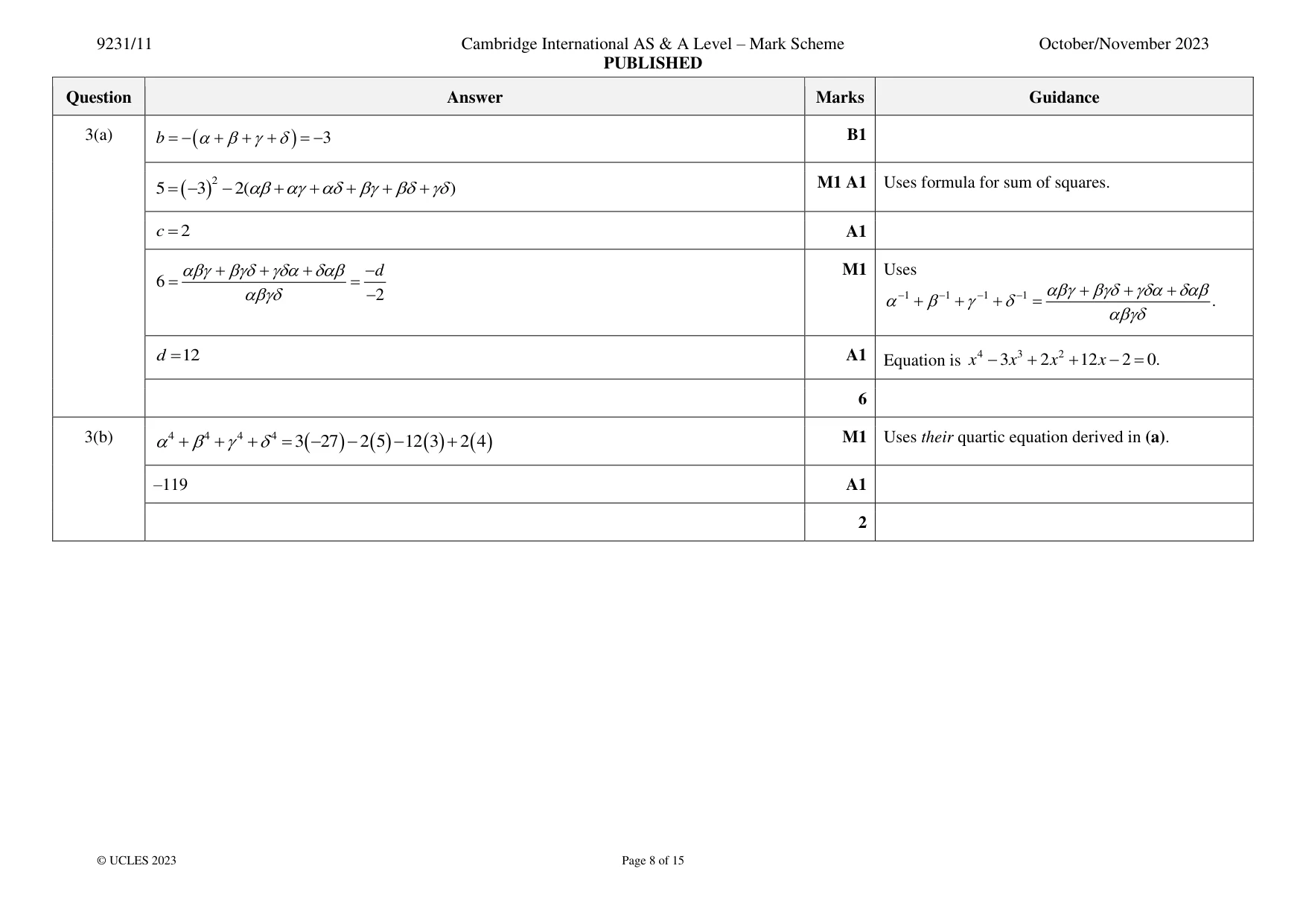 Mark scheme, page 8 of 15