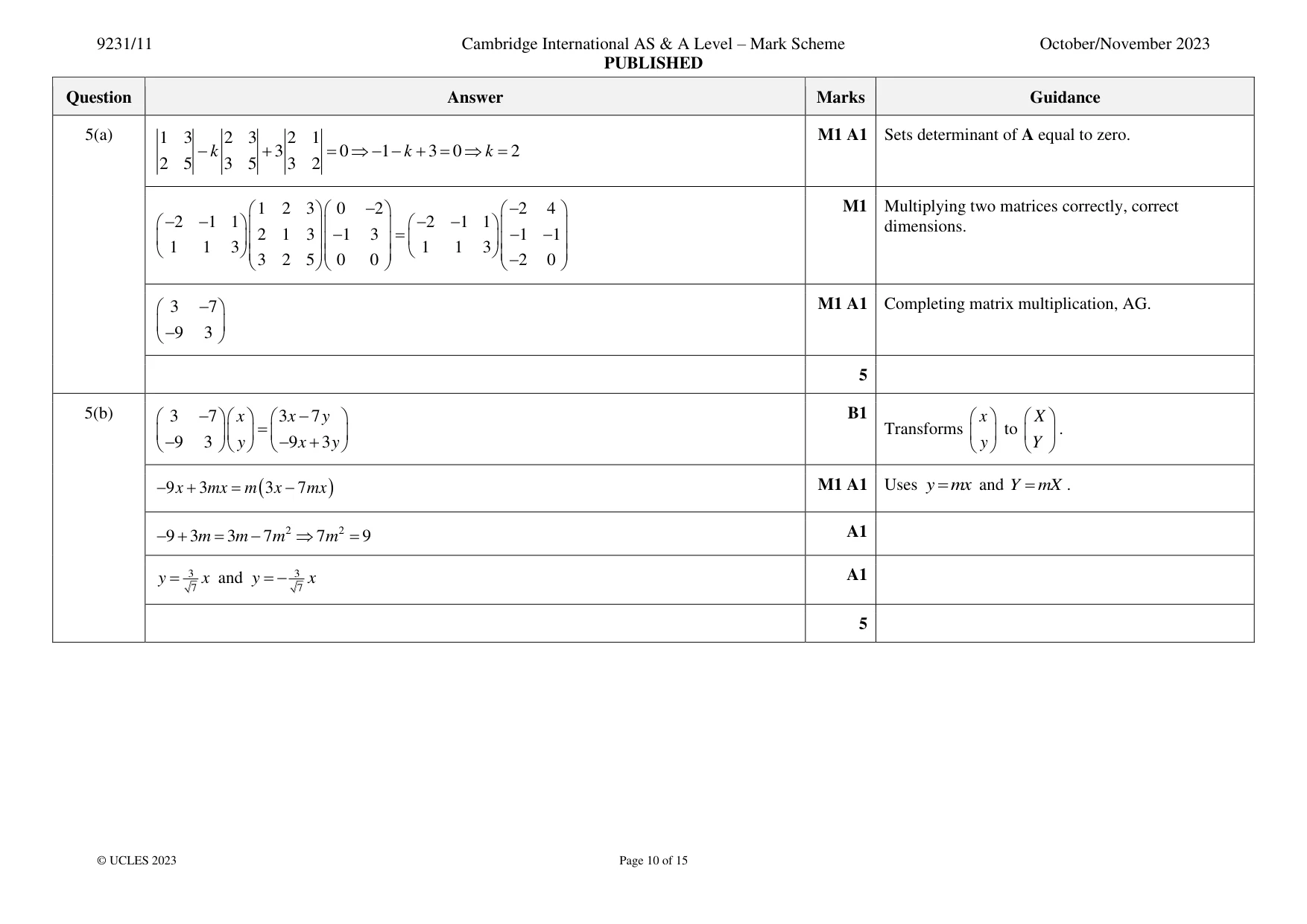 Mark scheme, page 10 of 15