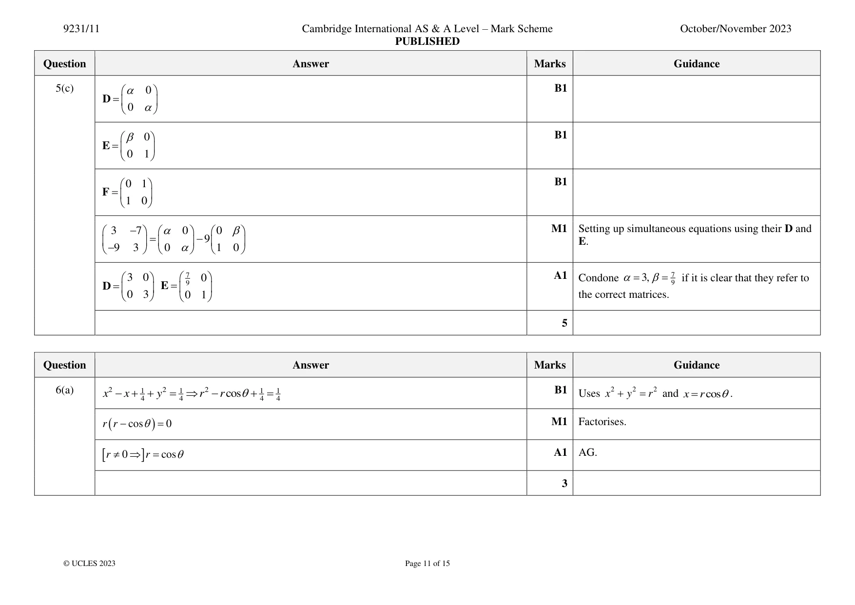 Mark scheme, page 11 of 15