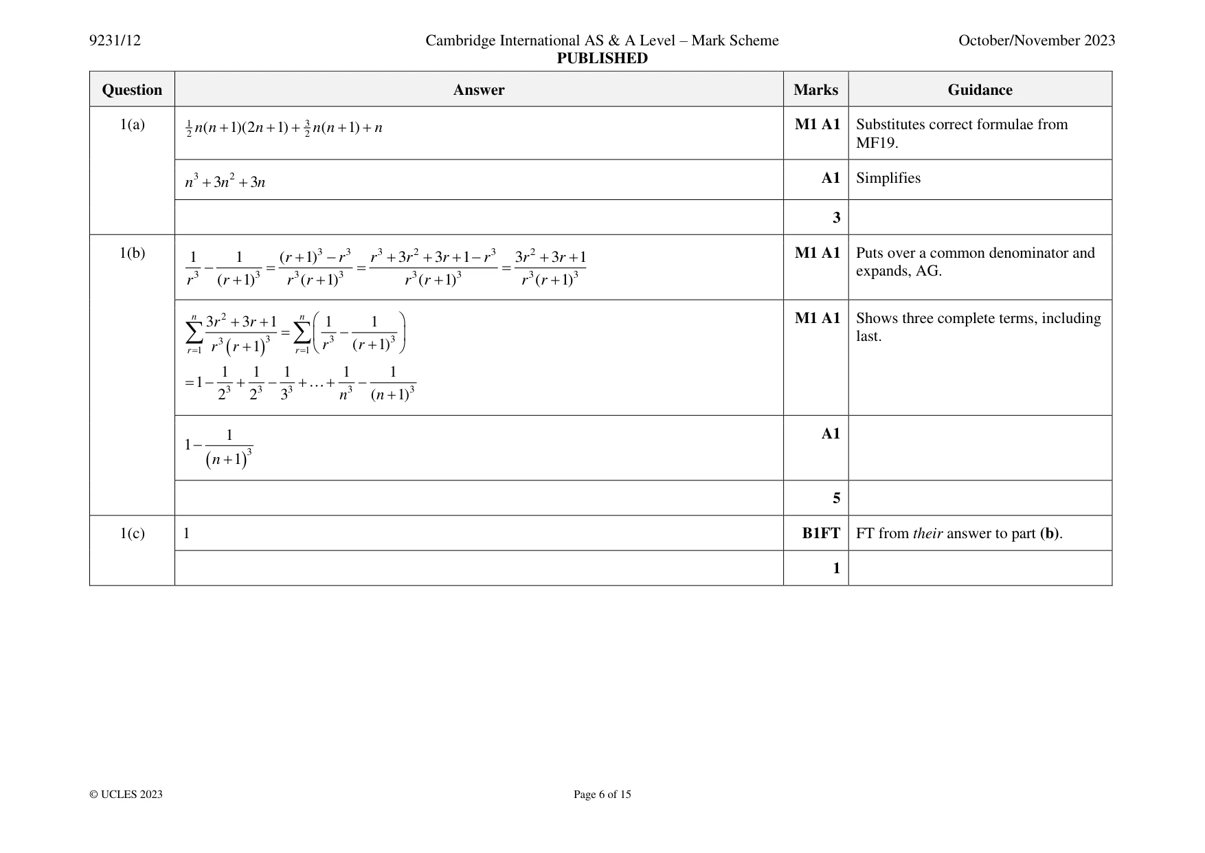 Mark scheme, page 6 of 15