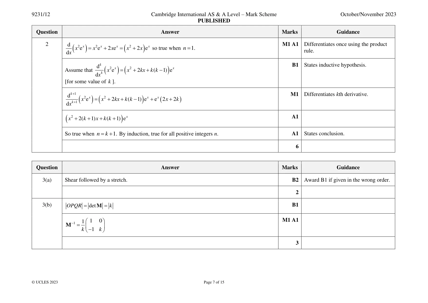 Mark scheme, page 7 of 15