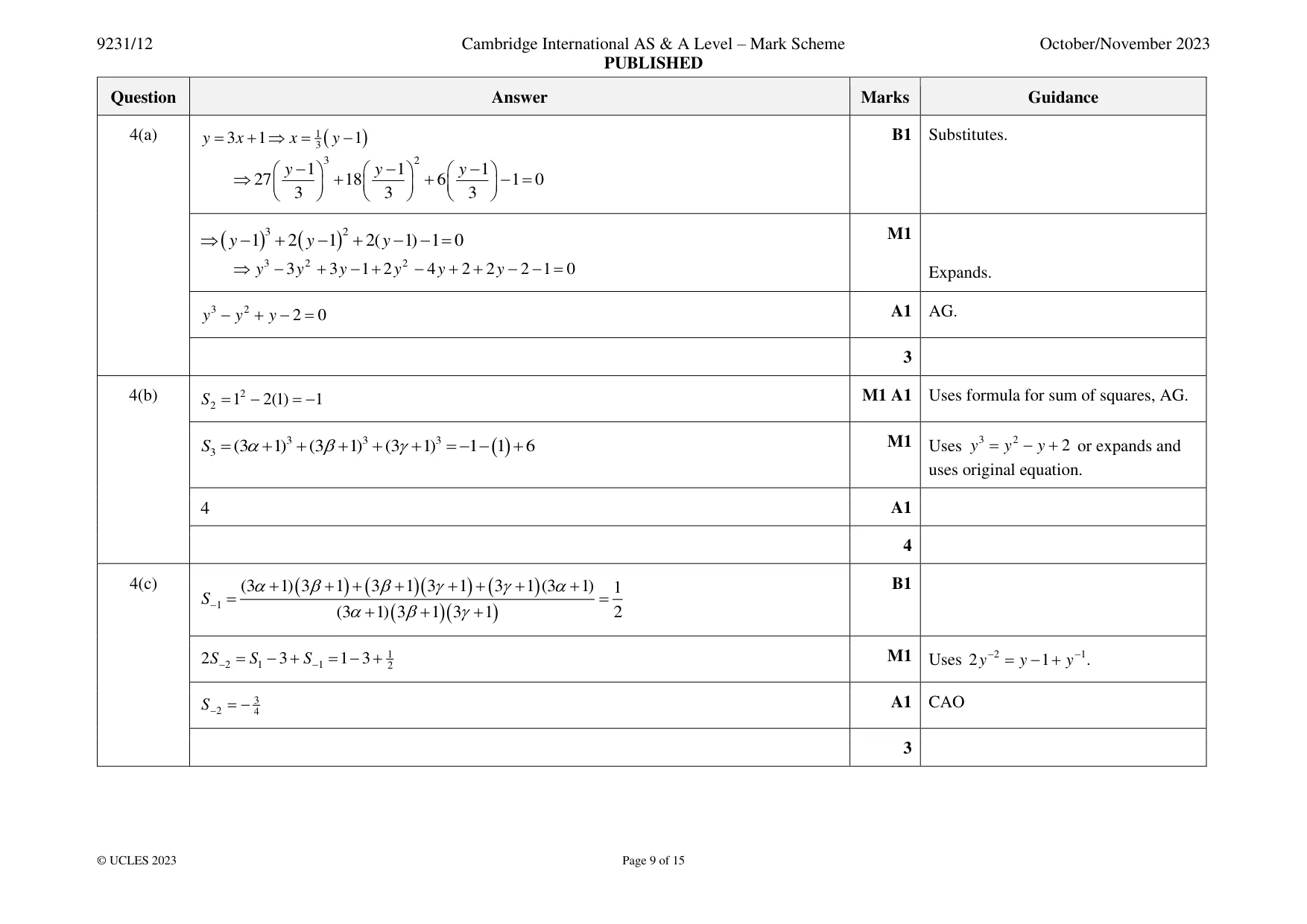 Mark scheme, page 9 of 15