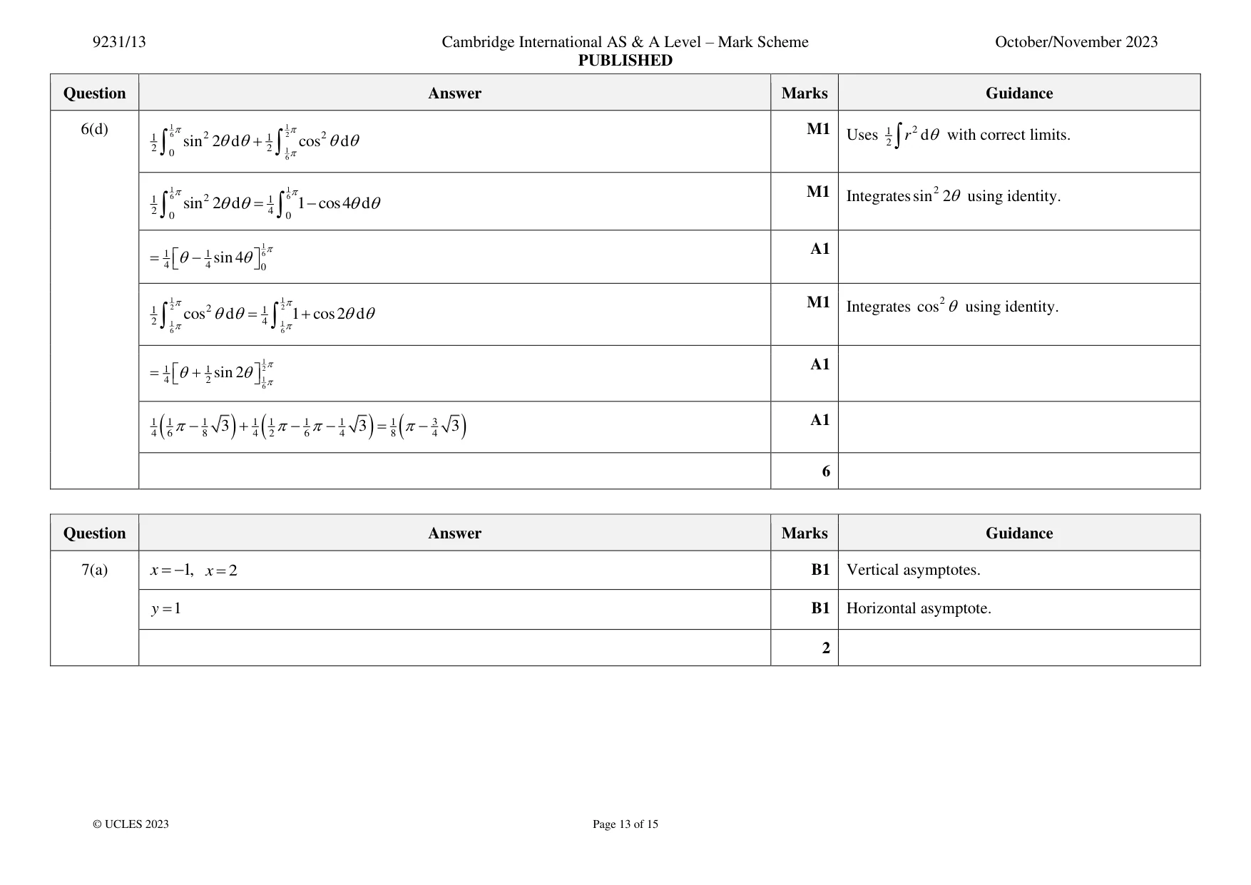 Mark scheme, page 13 of 15