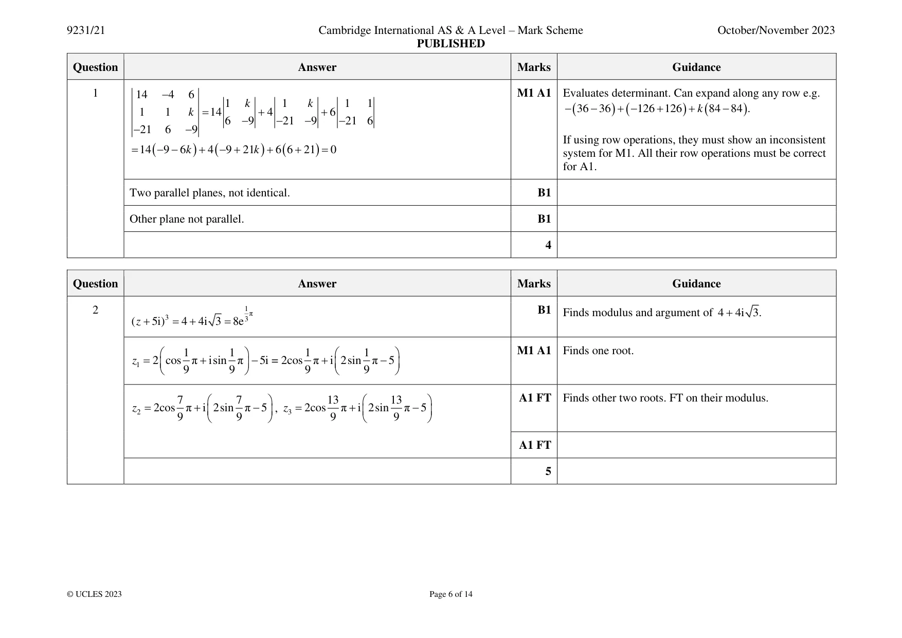 Mark scheme, page 6 of 14