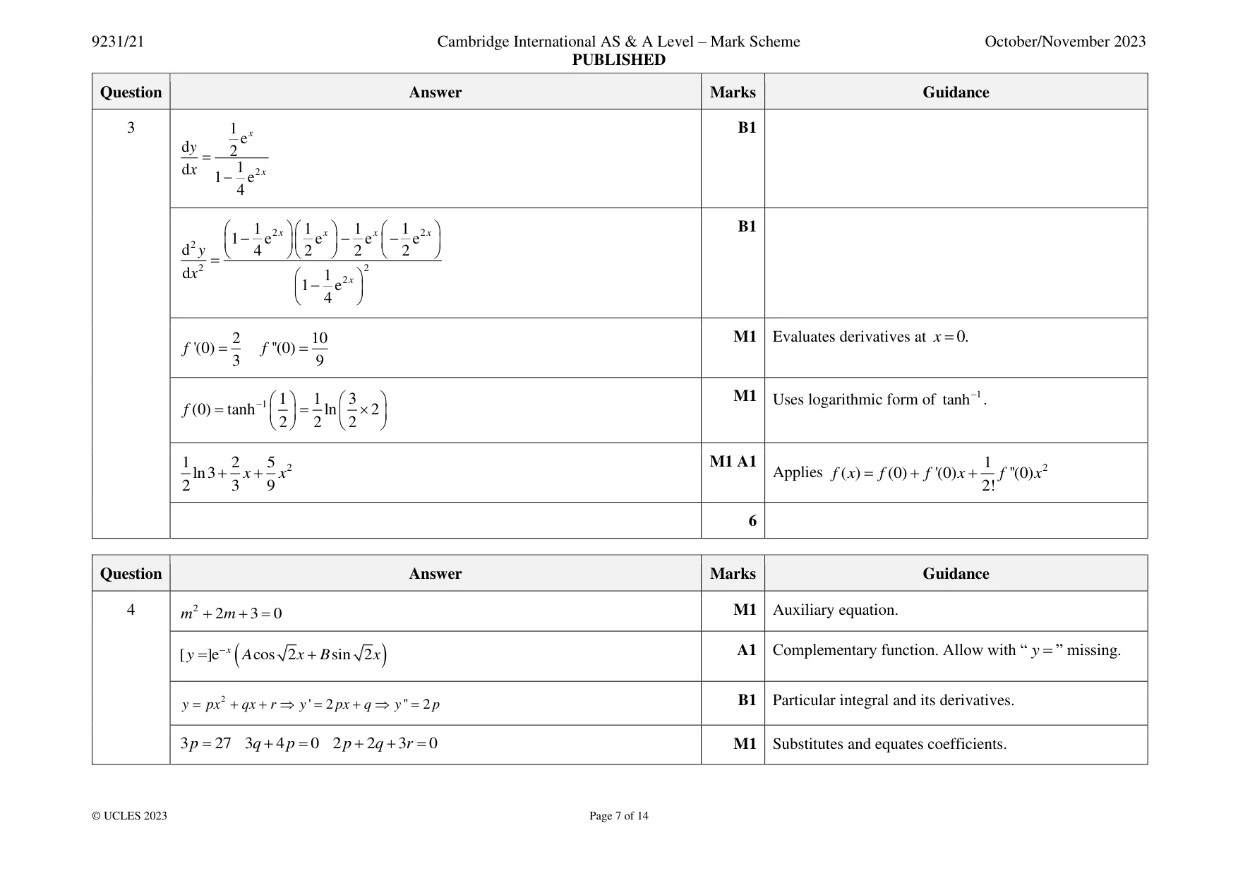 Mark scheme, page 7 of 14