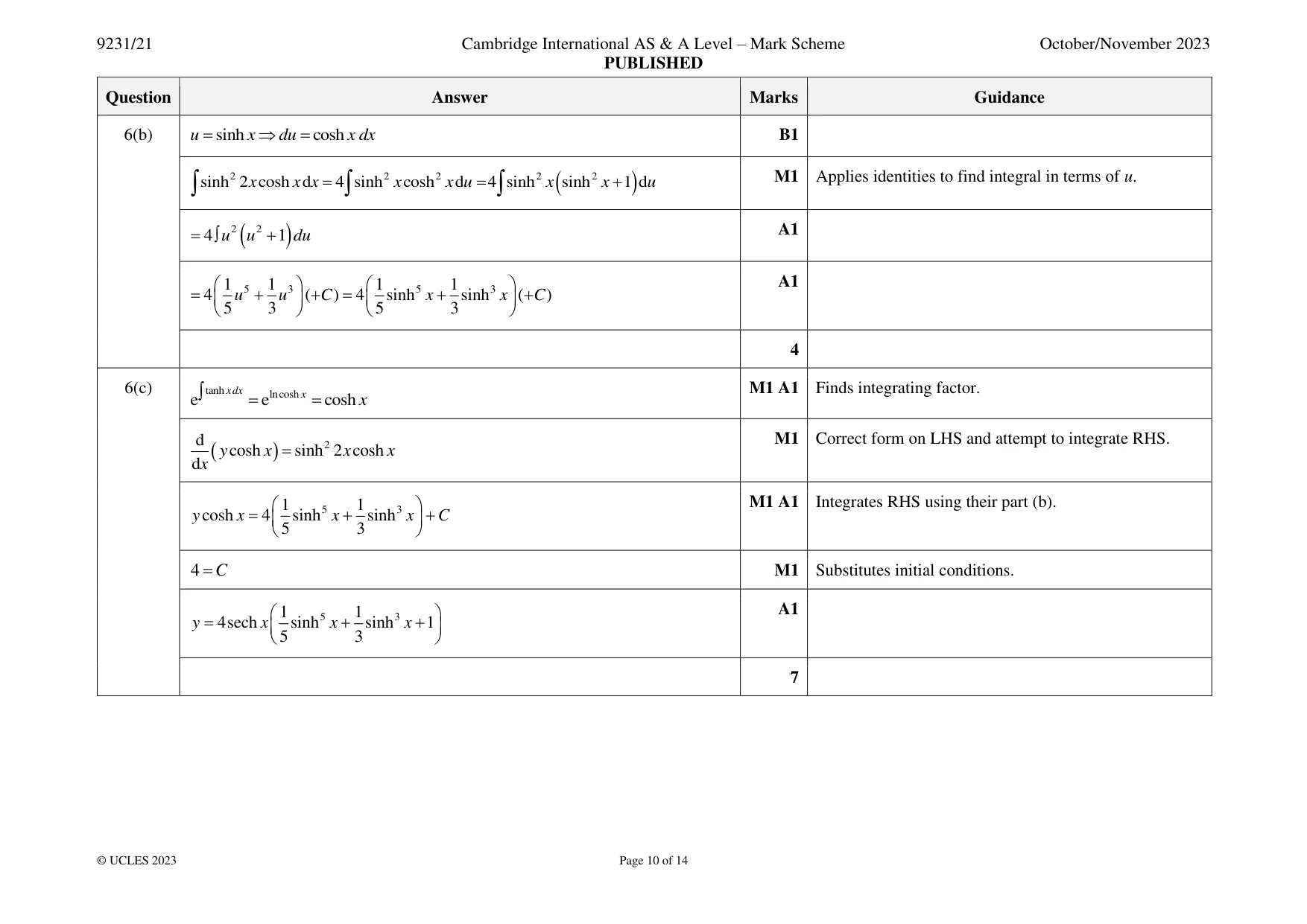 Mark scheme, page 10 of 14
