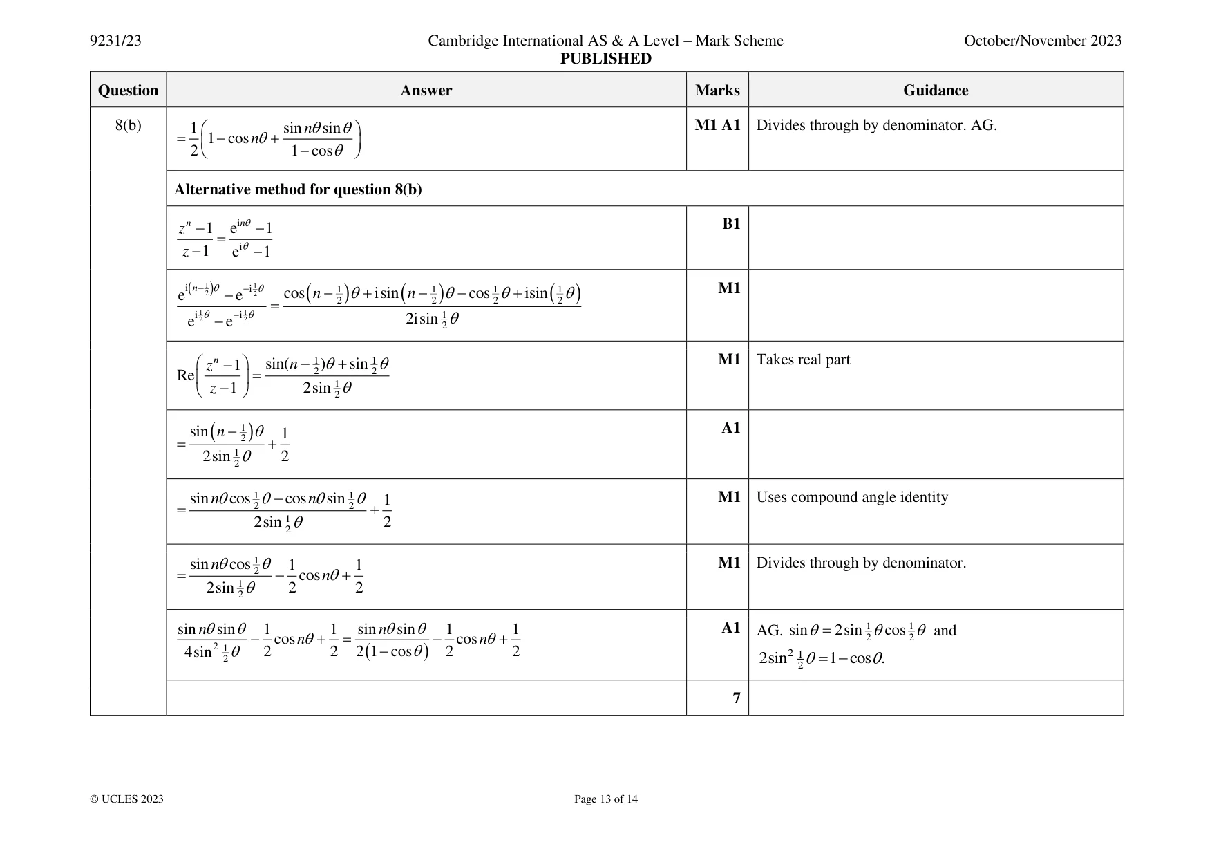 Mark scheme, page 13 of 14