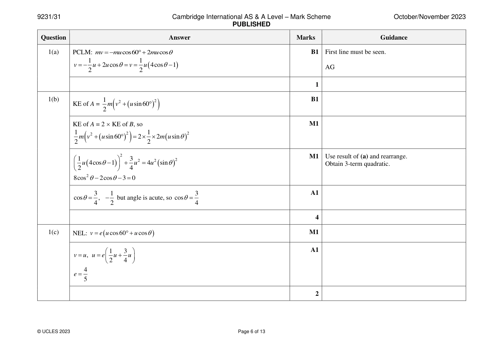 Mark scheme, page 6 of 13
